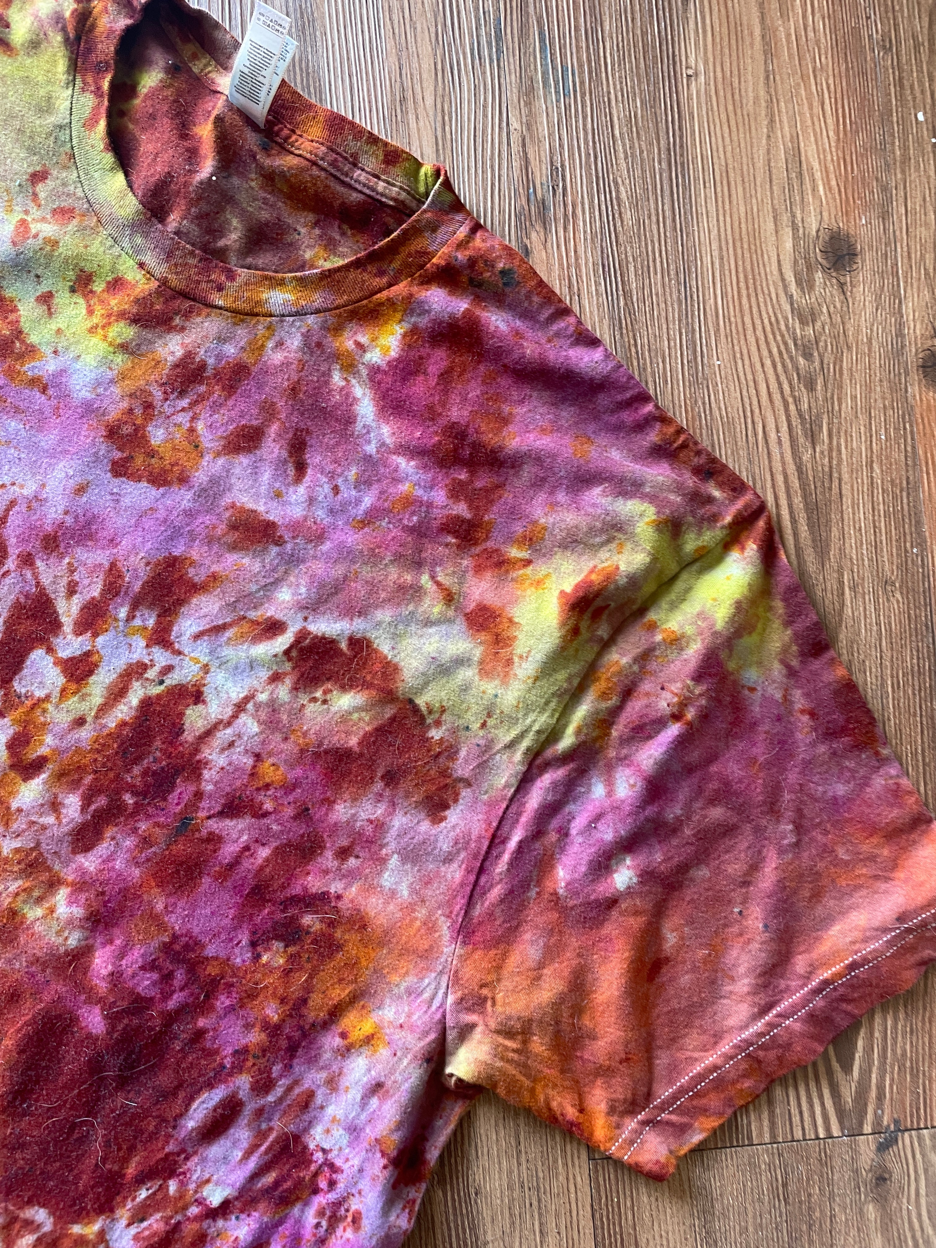 3XL Men’s Earth Tones “Lava Dyed” Handmade Tie Dye T-Shirt | Yellow Orange and Pink Tie Dye Short Sleeve