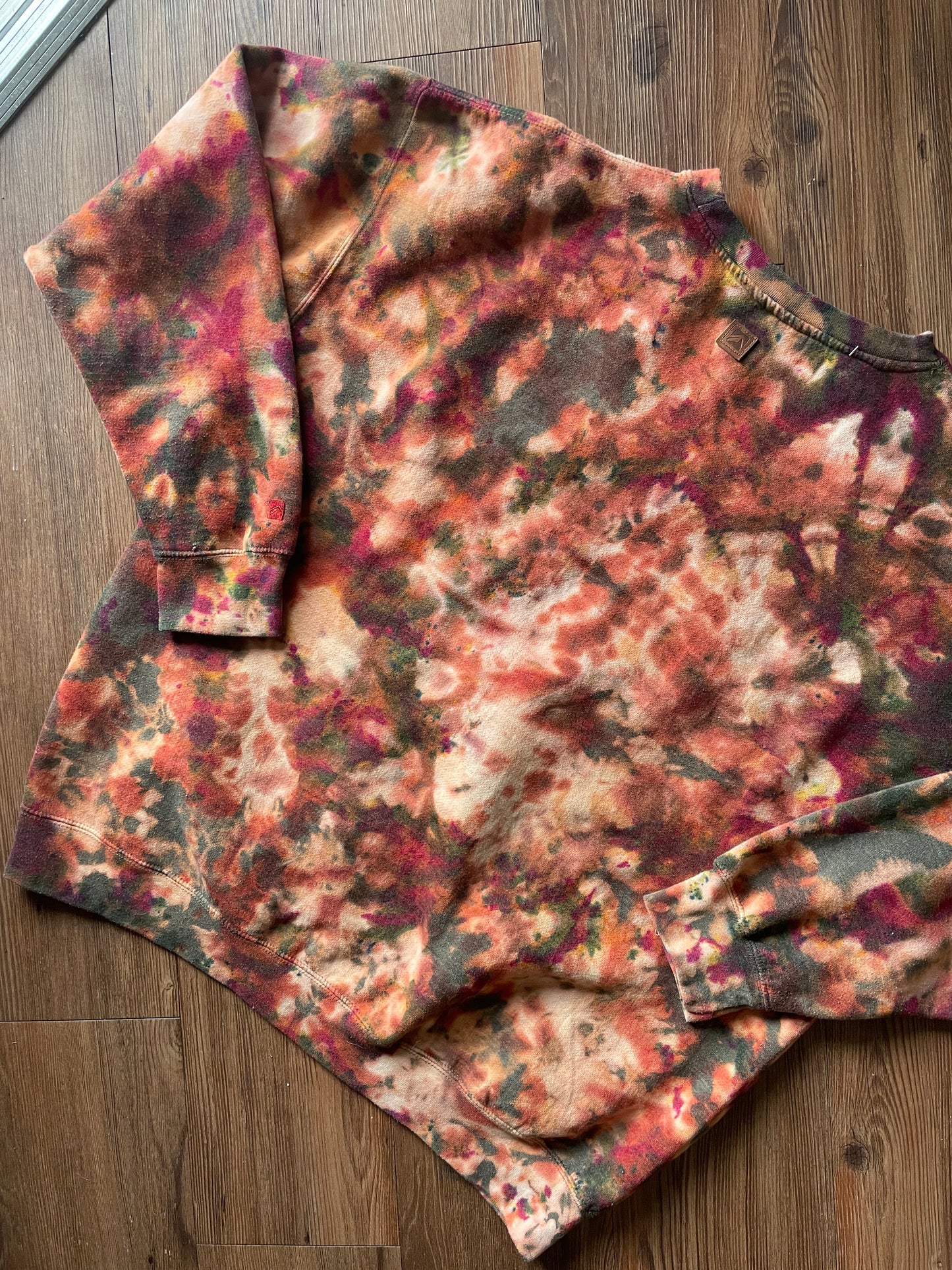 2XL Men’s Park City Utah Green and Brown Crumpled Handmade Tie Dye Sweatshirt