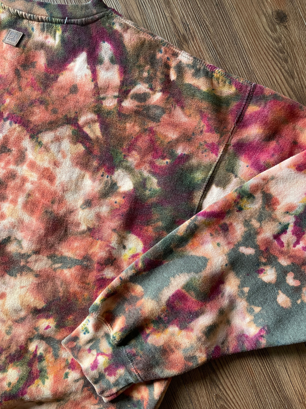 2XL Men’s Park City Utah Green and Brown Crumpled Handmade Tie Dye Sweatshirt