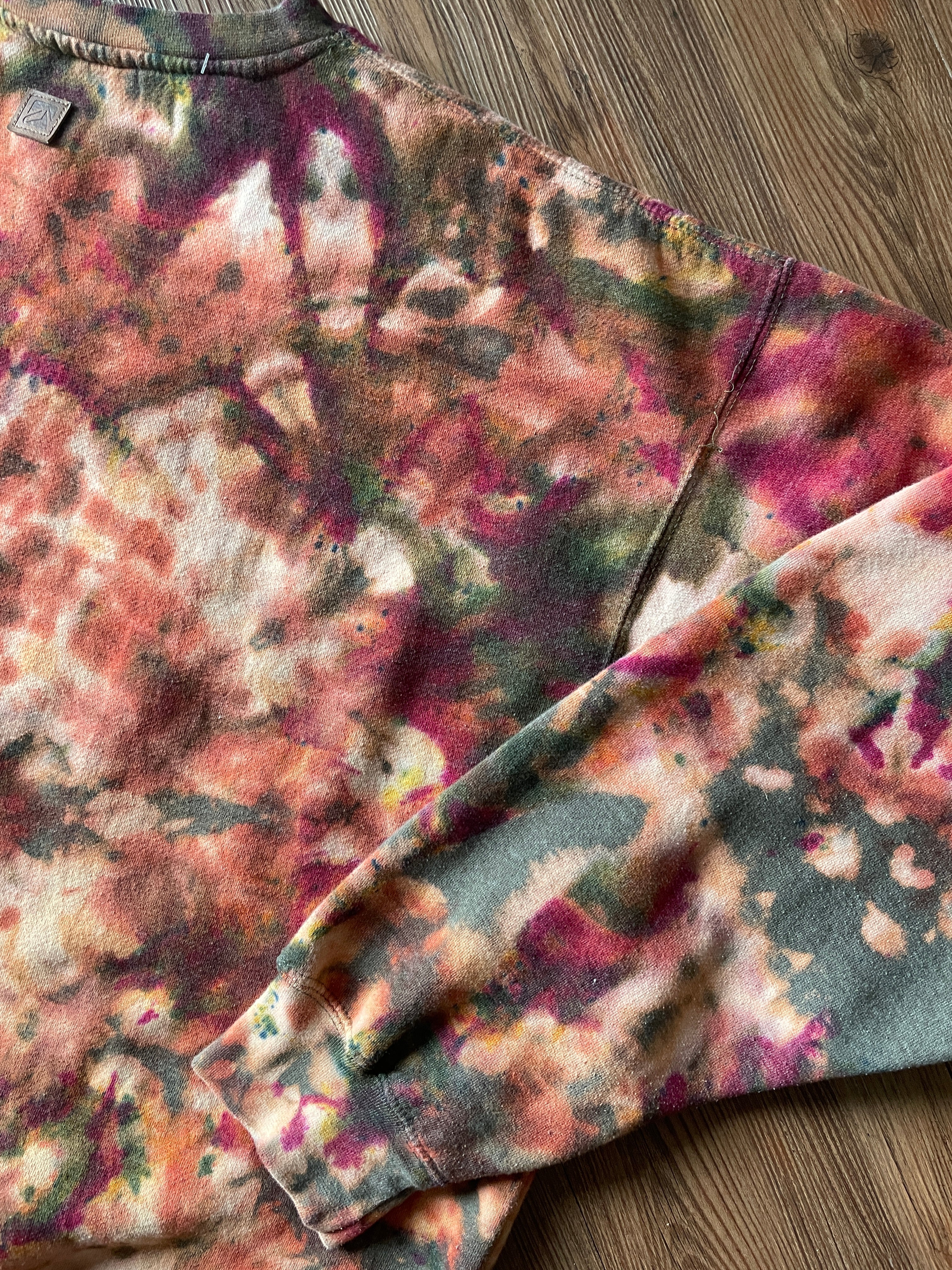 2XL Men’s Park City Utah Green and Brown Crumpled Handmade Tie Dye Sweatshirt