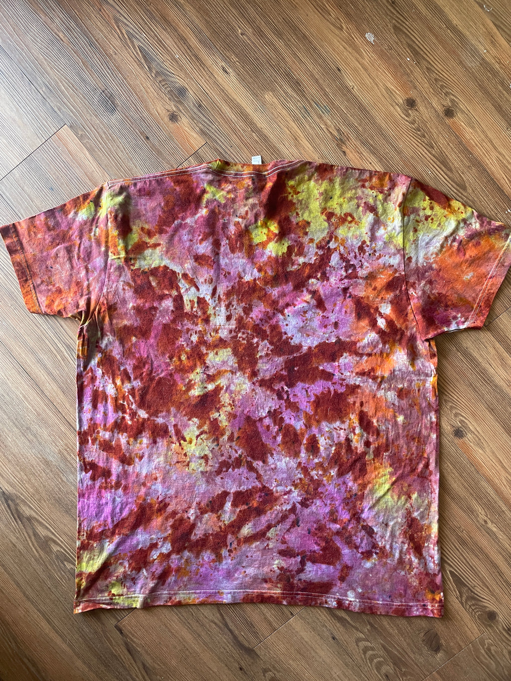 3XL Men’s Earth Tones “Lava Dyed” Handmade Tie Dye T-Shirt | Yellow Orange and Pink Tie Dye Short Sleeve