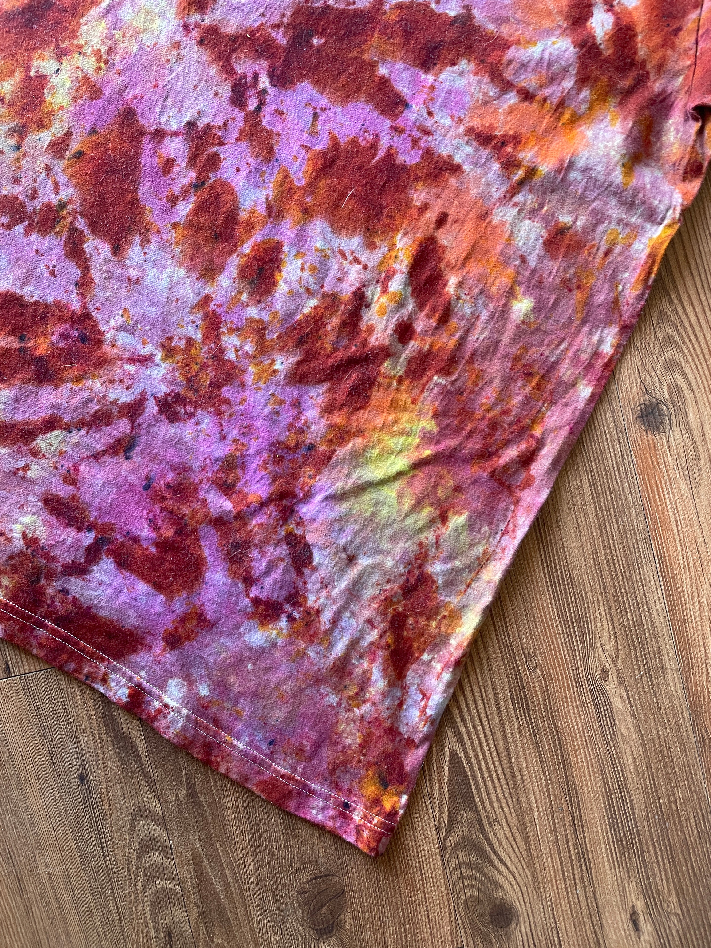 3XL Men’s Earth Tones “Lava Dyed” Handmade Tie Dye T-Shirt | Yellow Orange and Pink Tie Dye Short Sleeve