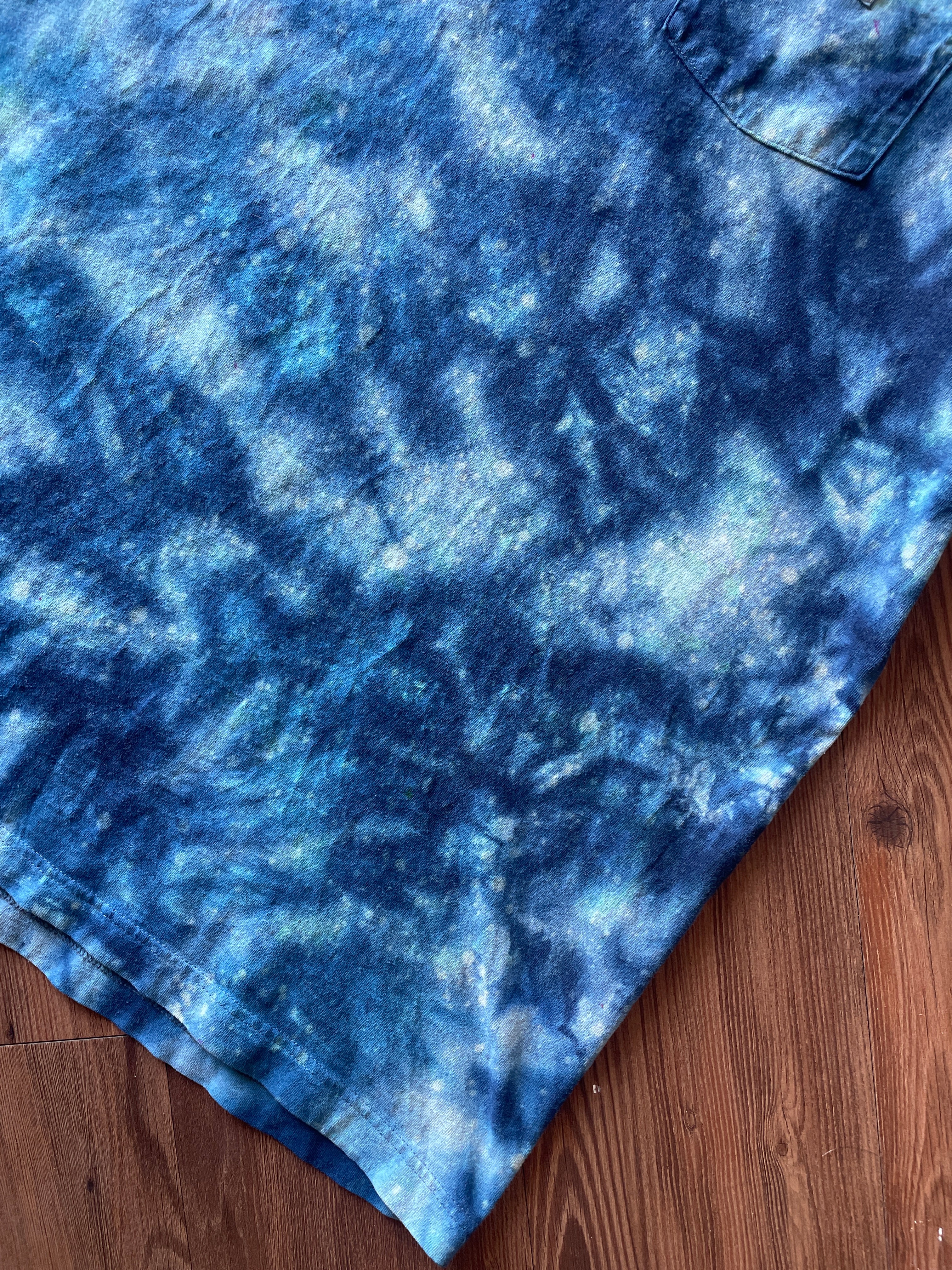 2XL Men’s Carhartt Galaxy Dyed Handmade Tie Dye T-Shirt | Shades of Blue Tie Dye Short Sleeve