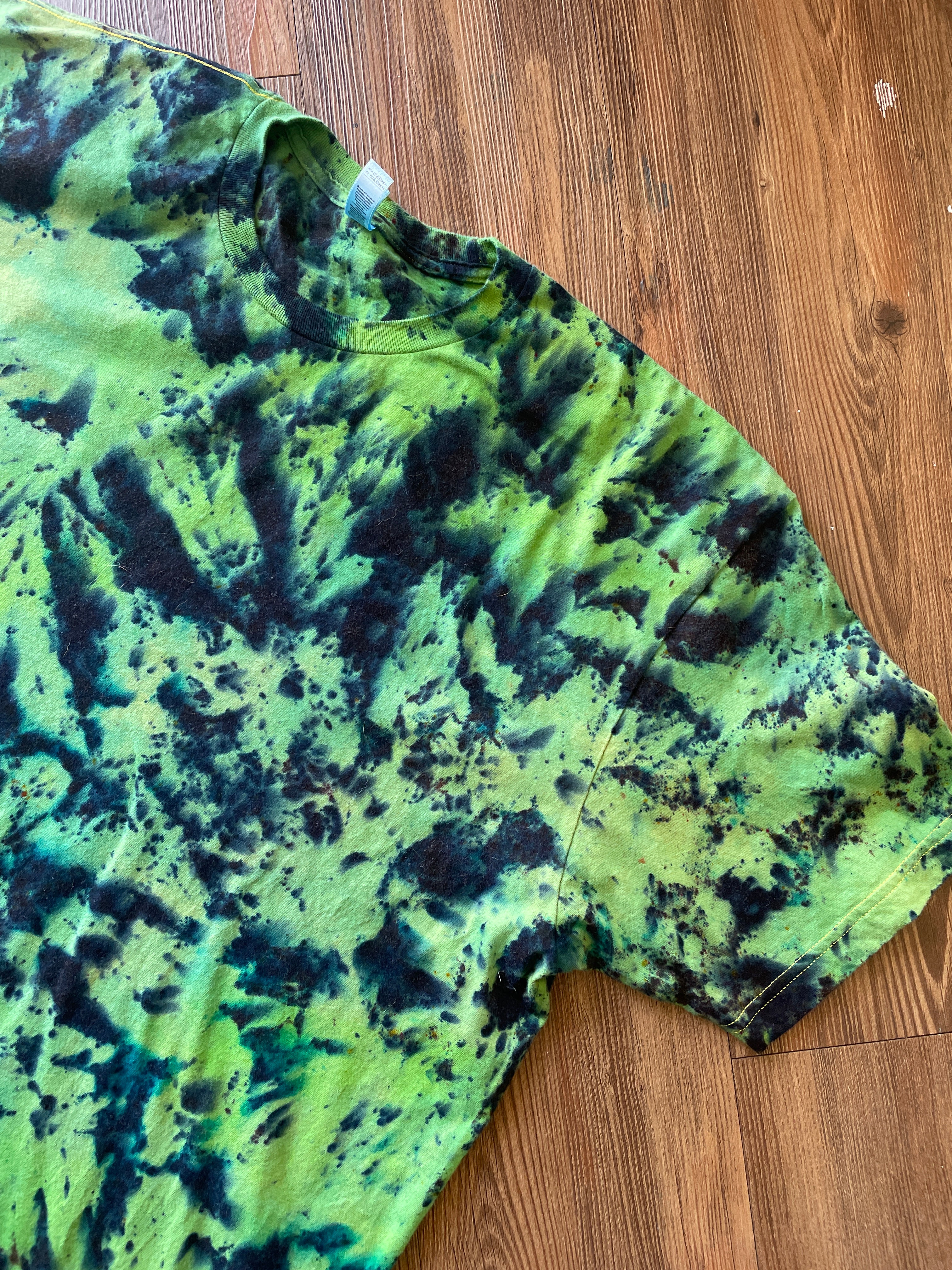 3XL Men’s Green Galaxy Dyed Handmade Tie Dye T-Shirt | Shades of Green American Apparel Tie Dye Short Sleeve