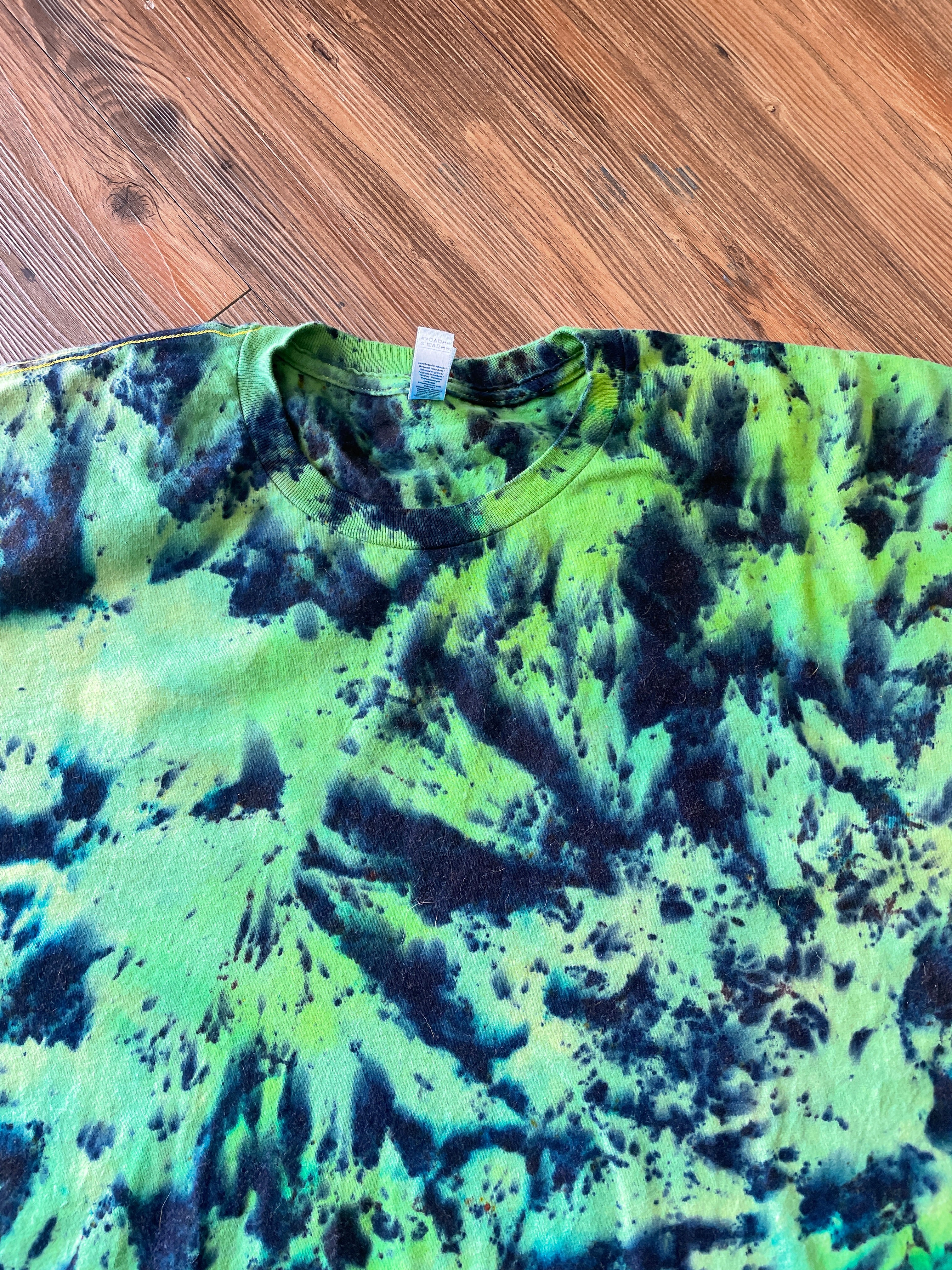 3XL Men’s Green Galaxy Dyed Handmade Tie Dye T-Shirt | Shades of Green American Apparel Tie Dye Short Sleeve