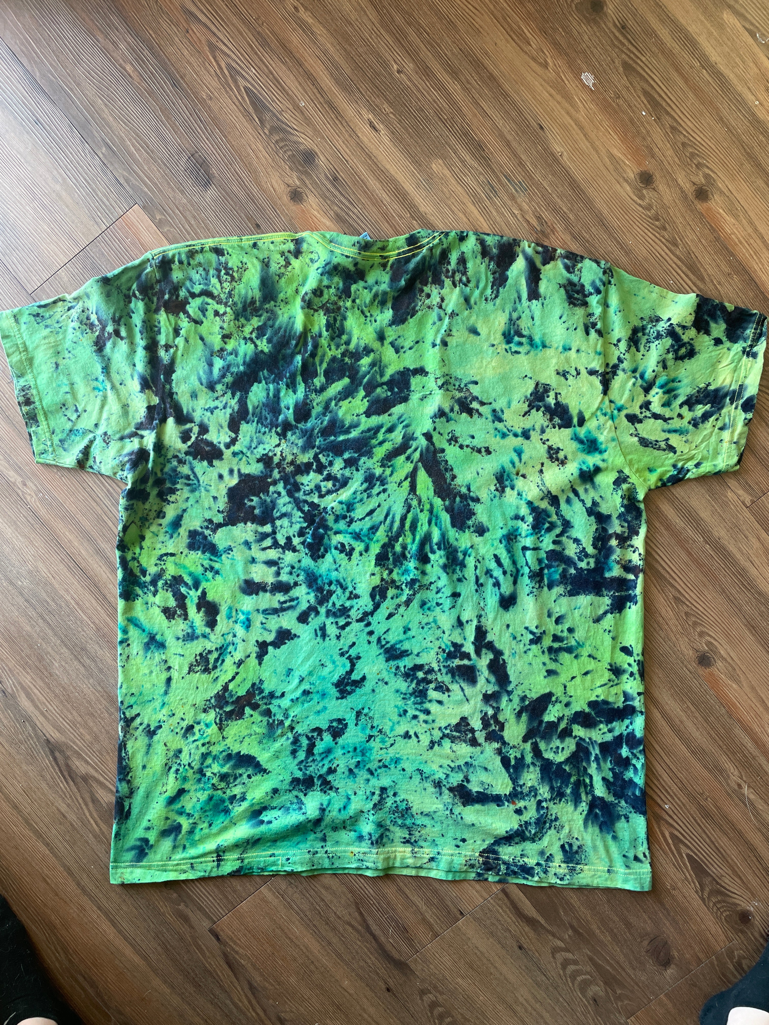 3XL Men’s Green Galaxy Dyed Handmade Tie Dye T-Shirt | Shades of Green American Apparel Tie Dye Short Sleeve