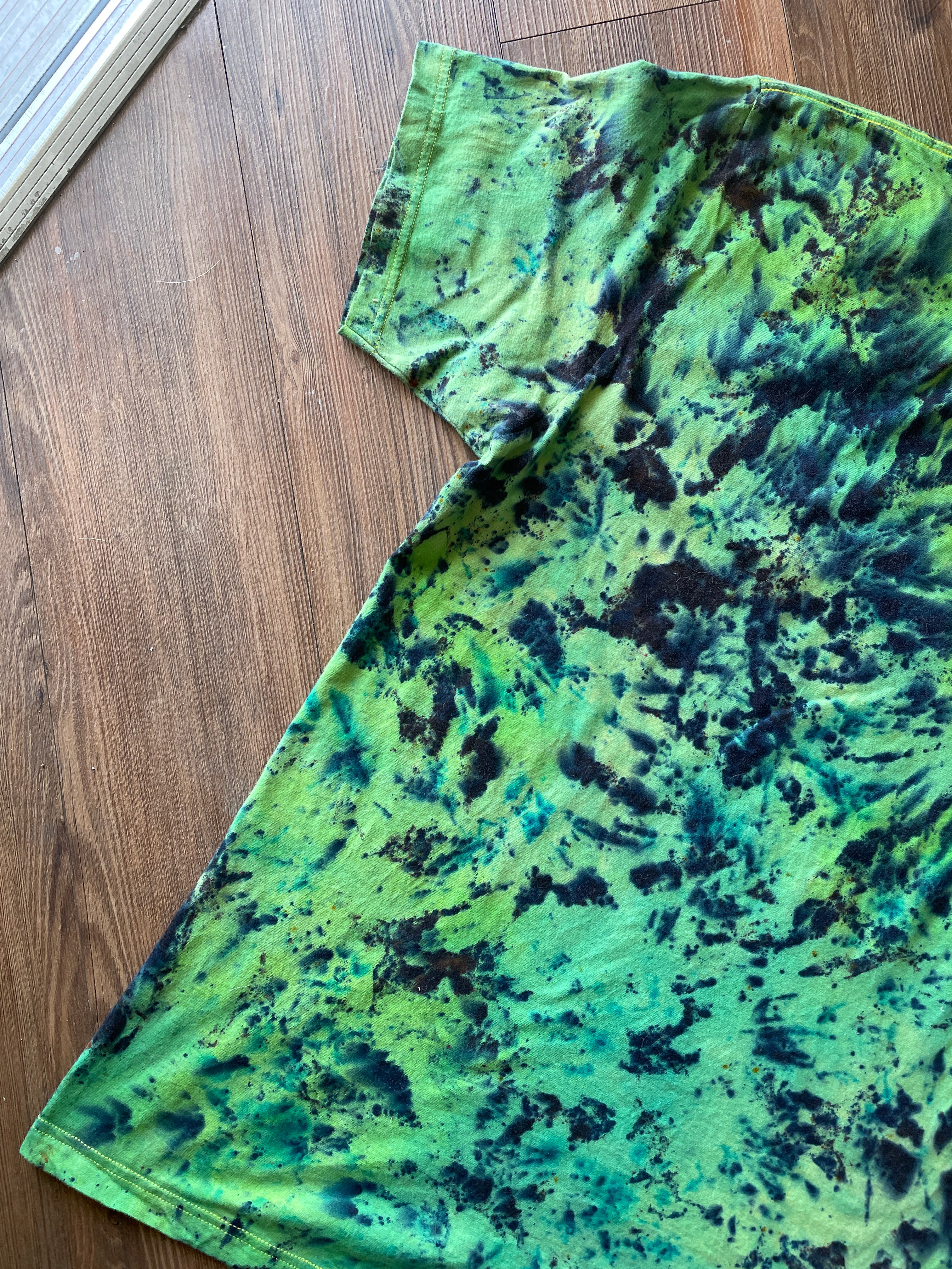 3XL Men’s Green Galaxy Dyed Handmade Tie Dye T-Shirt | Shades of Green American Apparel Tie Dye Short Sleeve