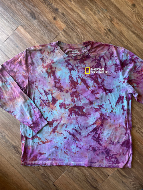 2XL Men’s Torres Del Paine Handmade Tie Dye T-Shirt | National Geographic Earth Tones Tie Dye Long Sleeve Sleeve