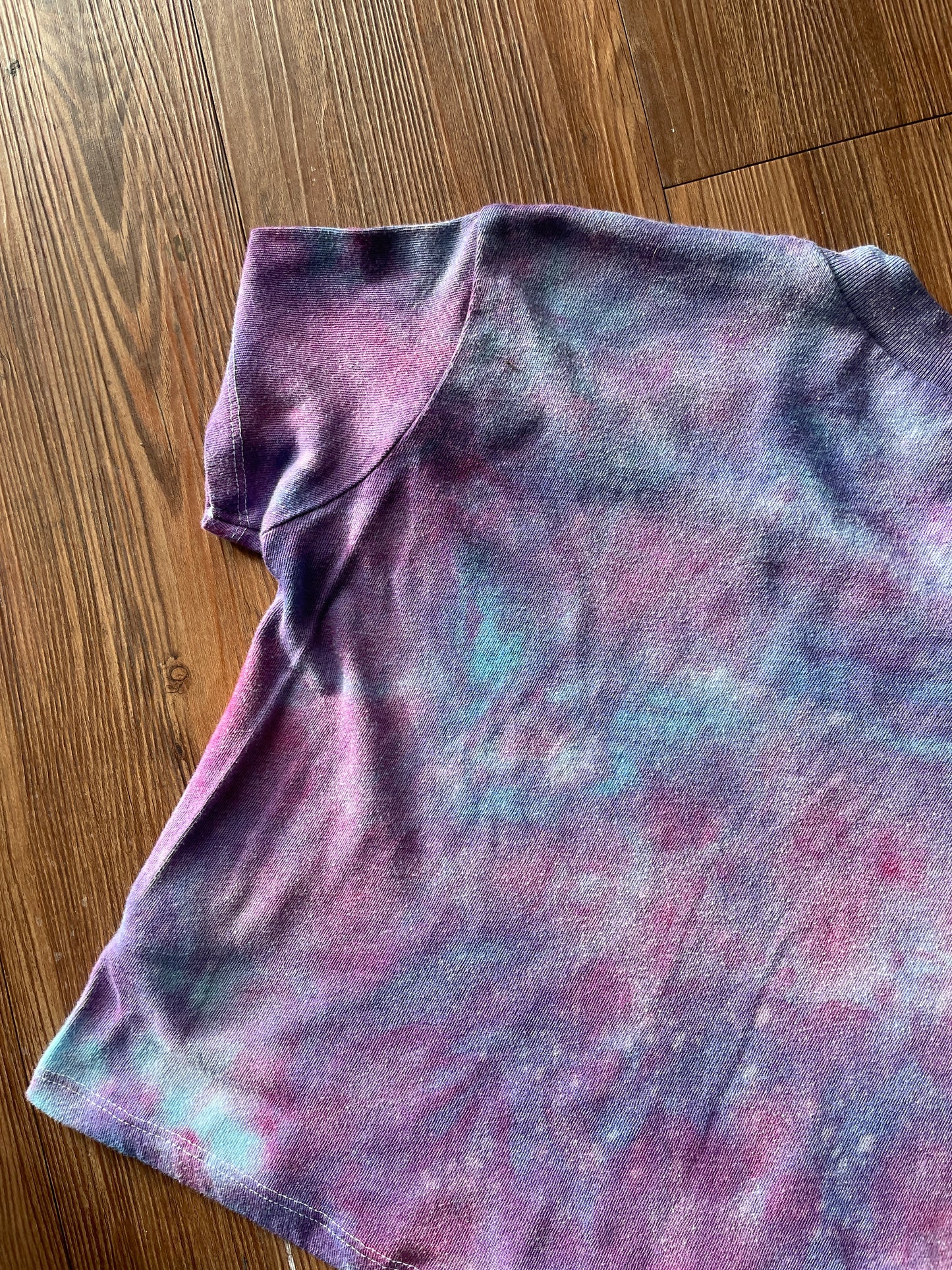 SMALL Women’s Galaxy Tie Dye Crop Top | Pastel Purple Ice Dye Short Sleeve Cropped T-Shirt