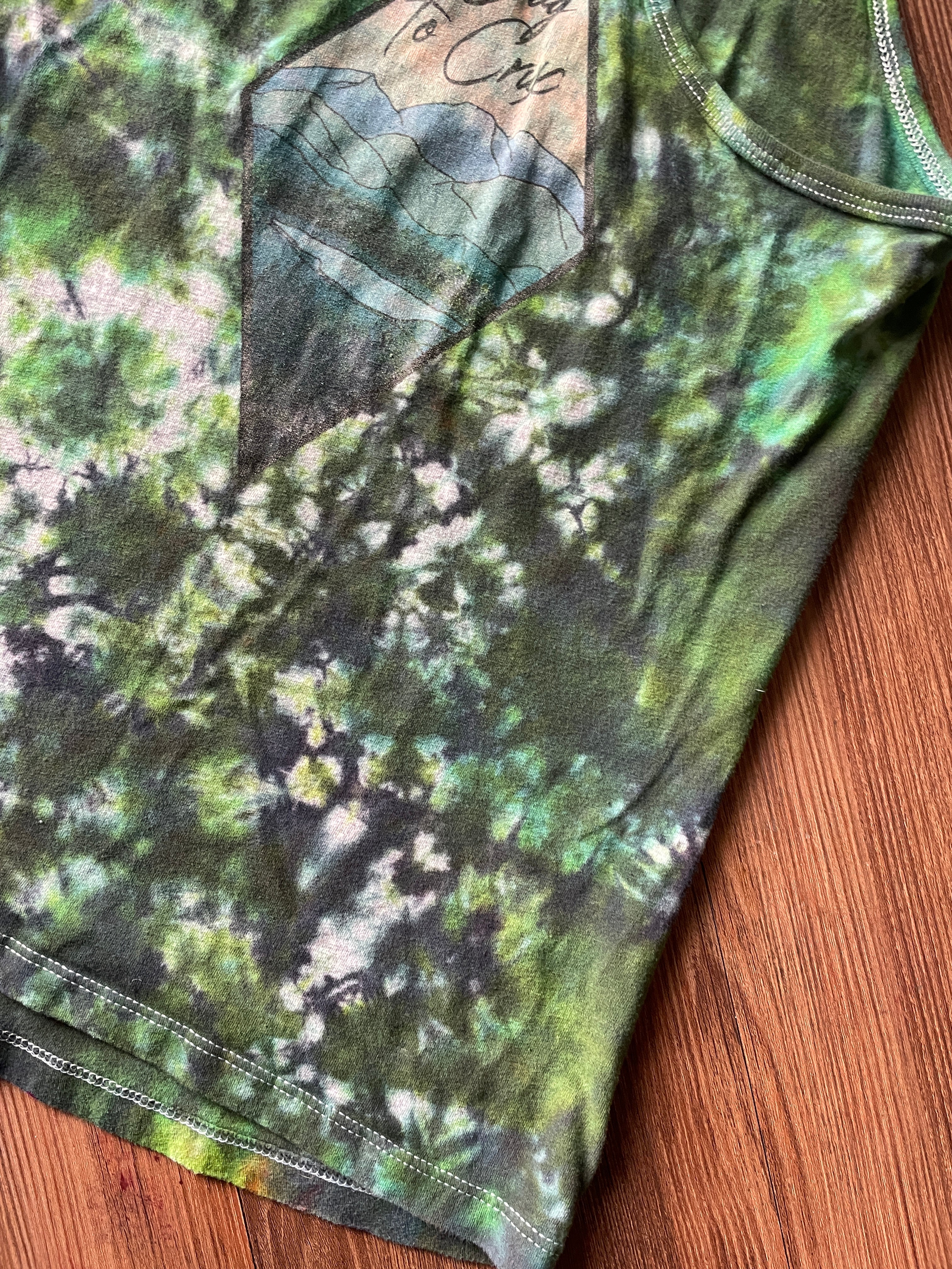 SMALL Women’s Send It Crag to Crag Tie Dye Racerback Tank Top | Green Crumpled Tank Top