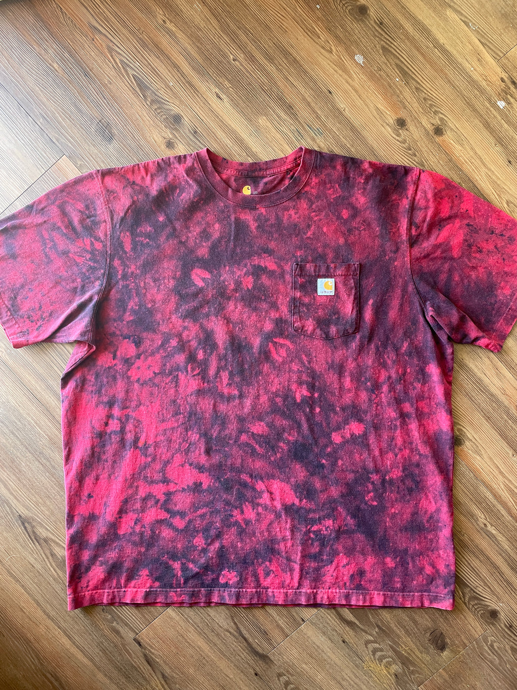 3XL Men’s Red and Black Carhartt Galaxy Dyed Handmade Tie Dye Short Sleeve T-Shirt
