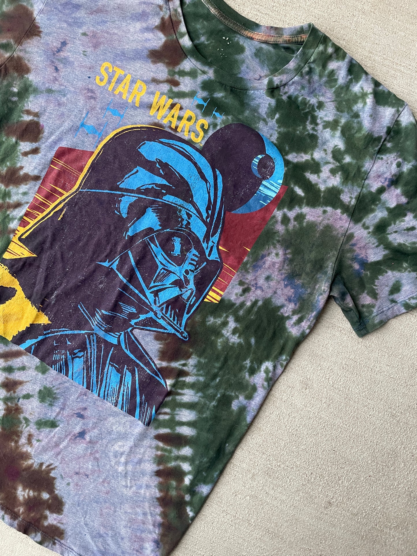 2XL Men’s Darth Vader Handmade Tie Dye T-Shirt | Star Wars Earth Tones Reverse Tie Dye Short Sleeve