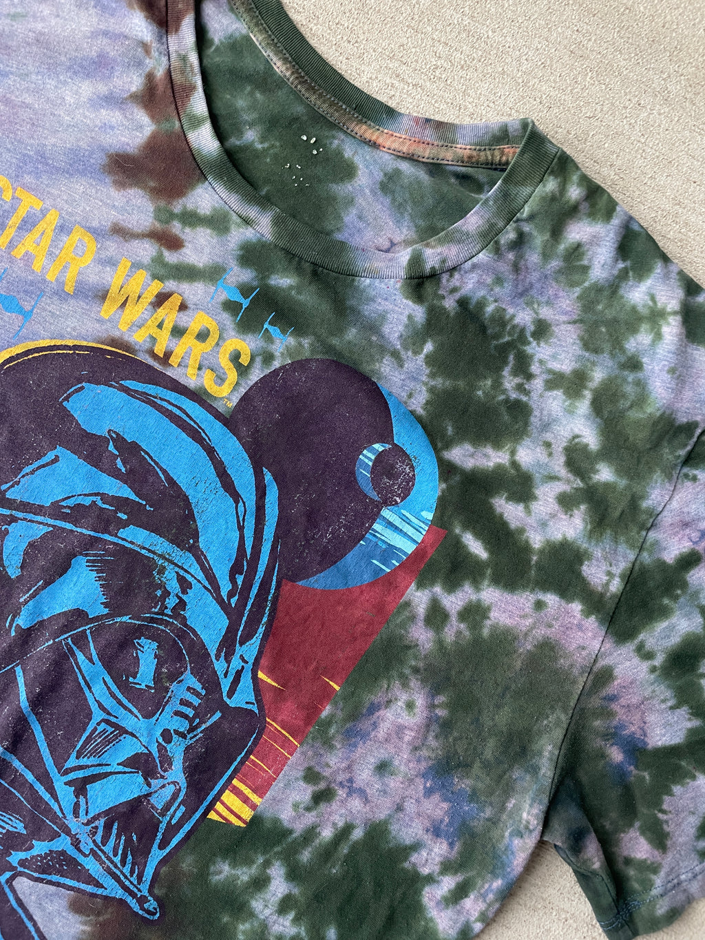 2XL Men’s Darth Vader Handmade Tie Dye T-Shirt | Star Wars Earth Tones Reverse Tie Dye Short Sleeve
