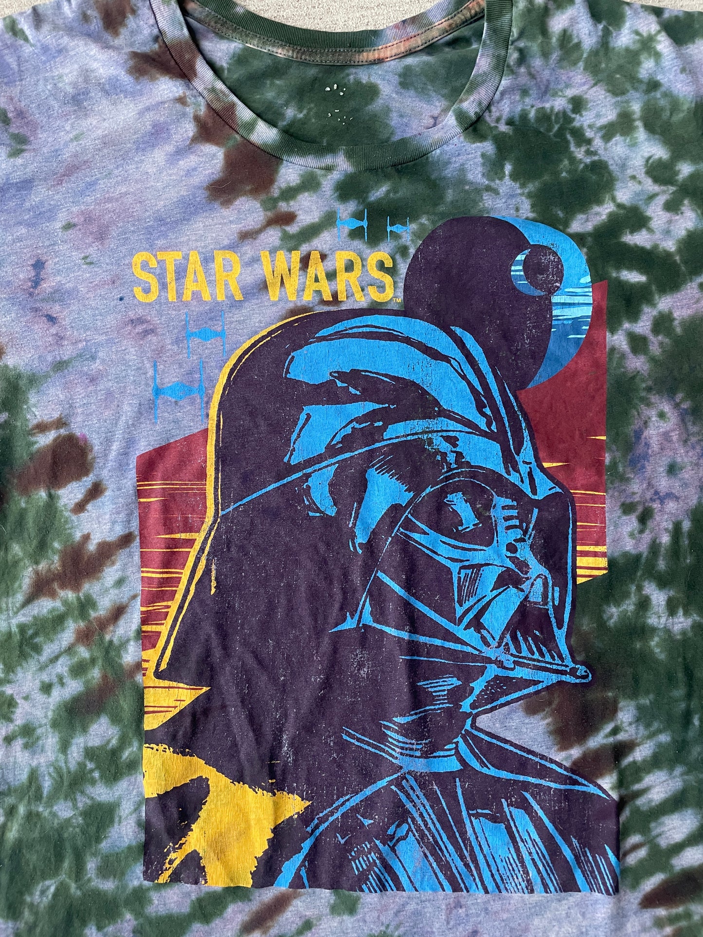 2XL Men’s Darth Vader Handmade Tie Dye T-Shirt | Star Wars Earth Tones Reverse Tie Dye Short Sleeve