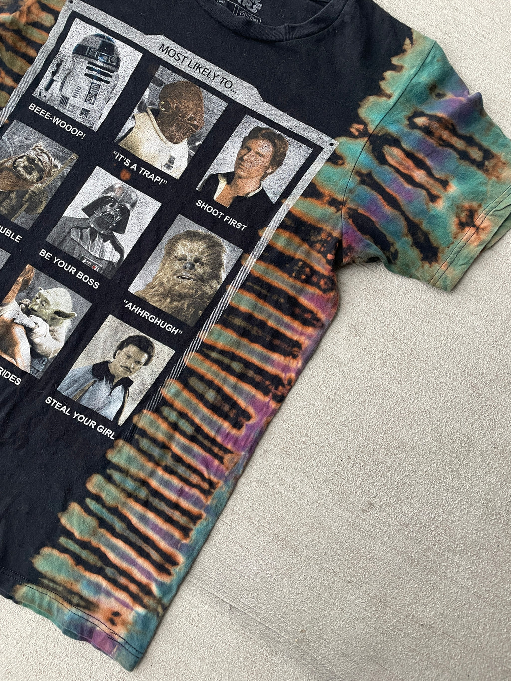 Small Men’s Star Wars Most Likely To… Handmade Tie Dye T-Shirt | Star Wars Characters Reverse Tie Dye Short Sleeve