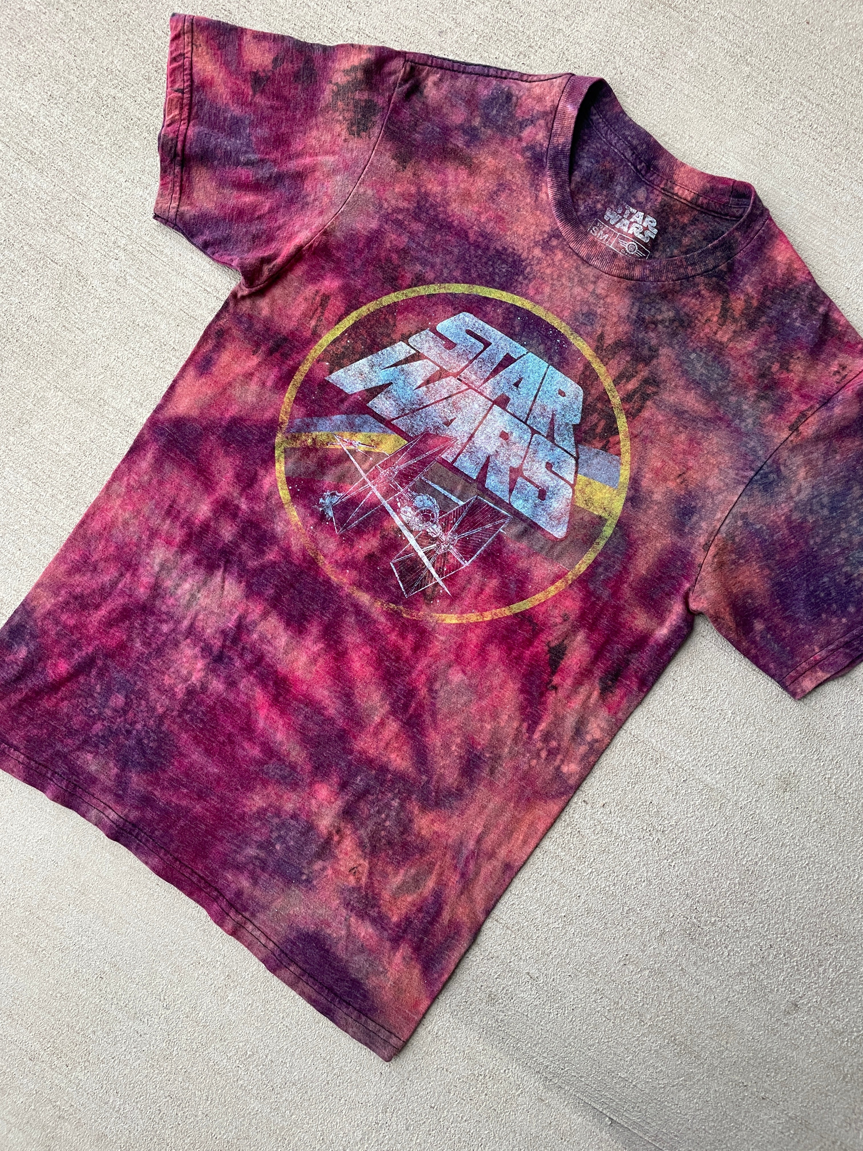 Small Men’s Star Wars Galaxy Dye Handmade Tie Dye T-Shirt | Reverse Galaxy Tie Dye Short Sleeve
