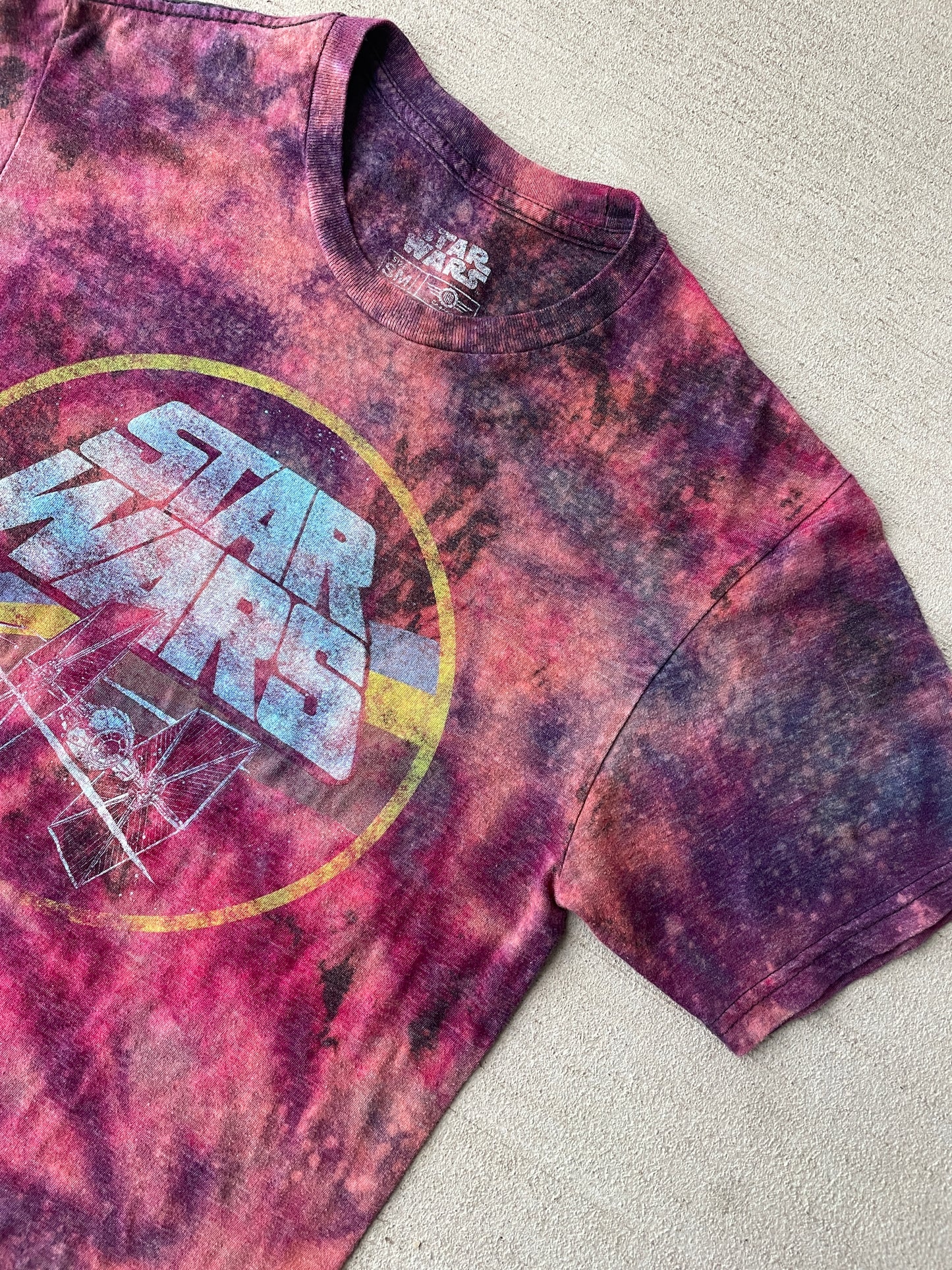 Small Men’s Star Wars Galaxy Dye Handmade Tie Dye T-Shirt | Reverse Galaxy Tie Dye Short Sleeve