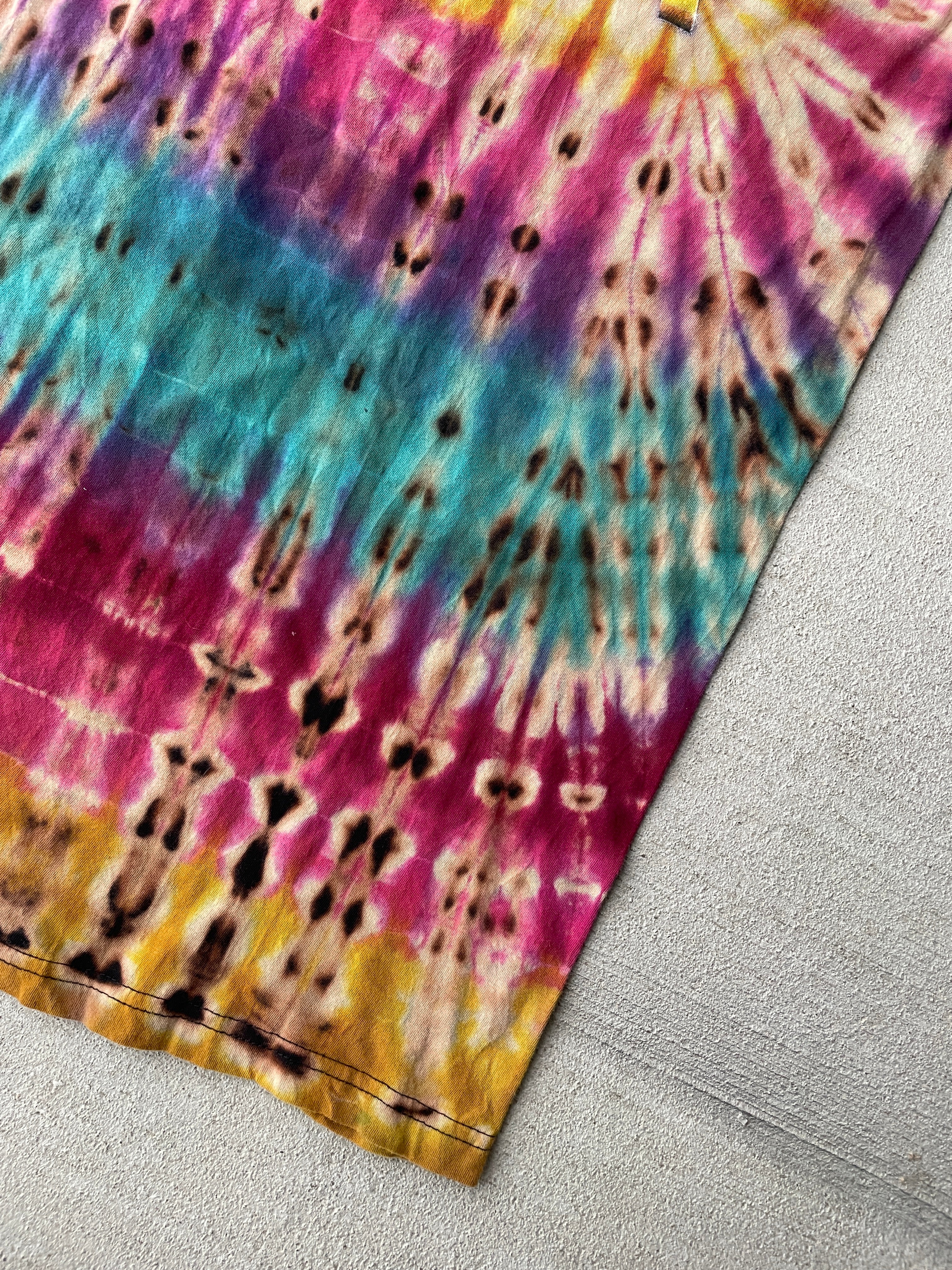 Large Men’s NASA Far Out Handmade Tie Dye T-Shirt | Pink, Purple, and Blue Reverse Tie Dye Short Sleeve