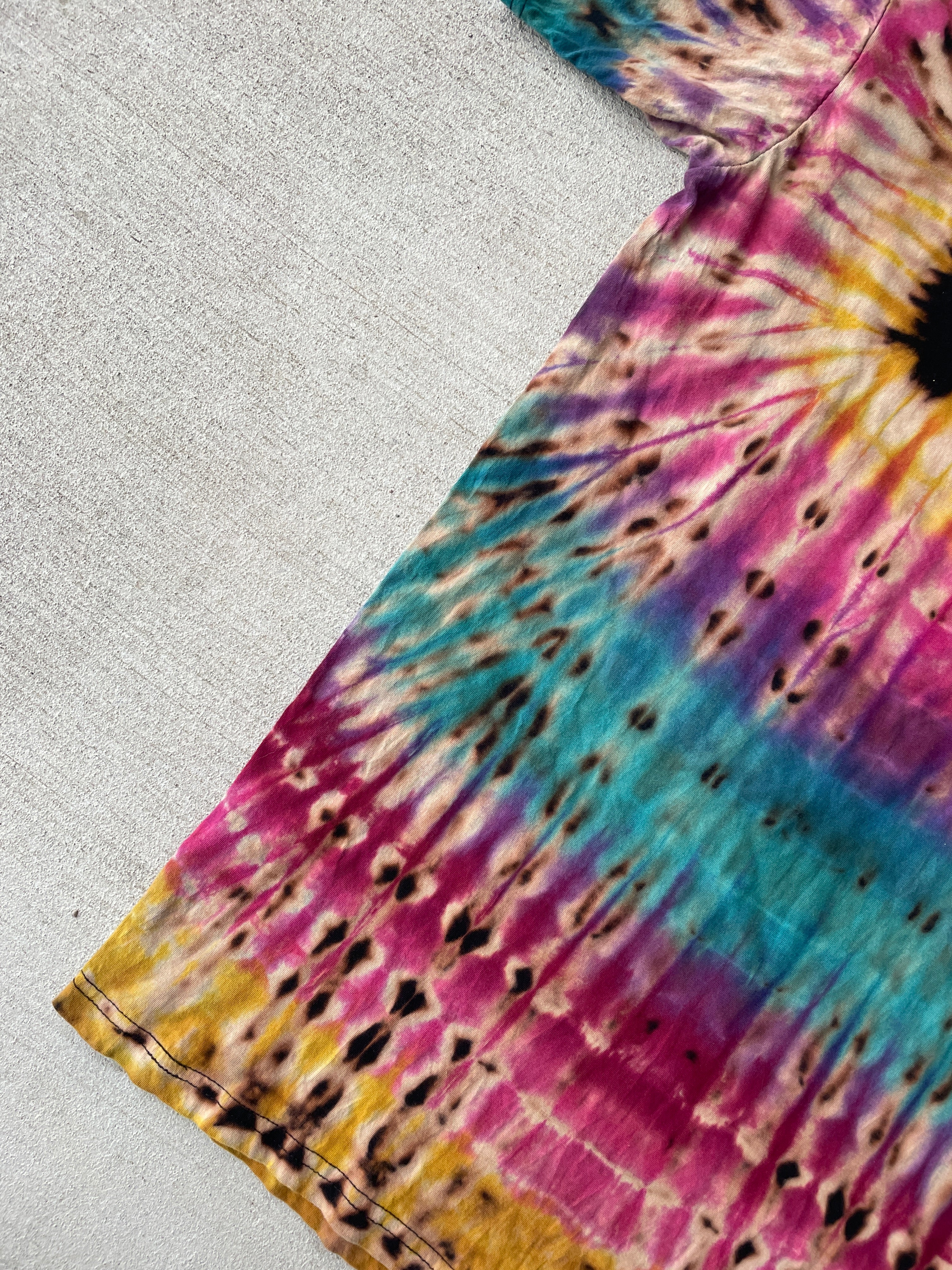 Large Men’s NASA Far Out Handmade Tie Dye T-Shirt | Pink, Purple, and Blue Reverse Tie Dye Short Sleeve