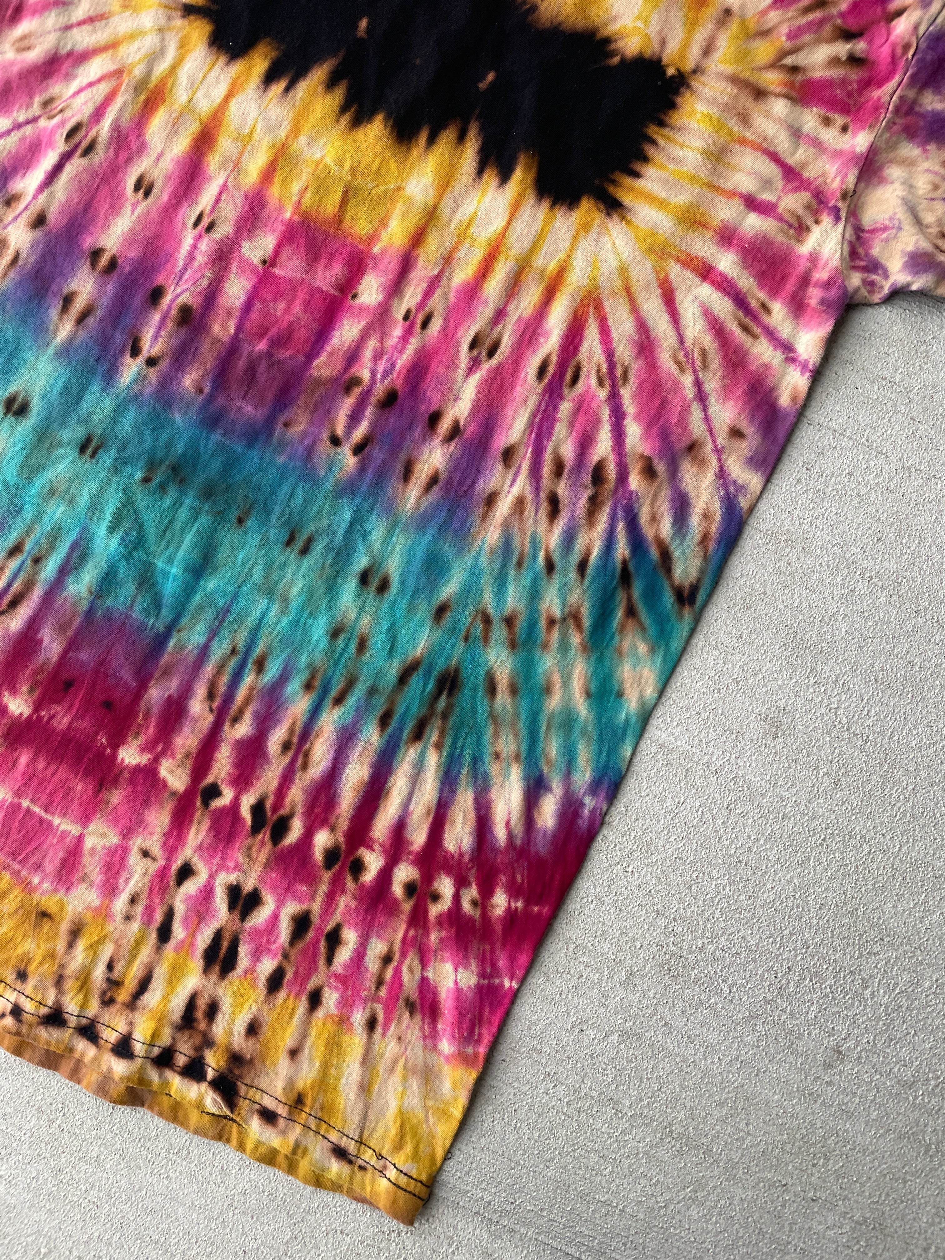 Large Men’s NASA Far Out Handmade Tie Dye T-Shirt | Pink, Purple, and Blue Reverse Tie Dye Short Sleeve