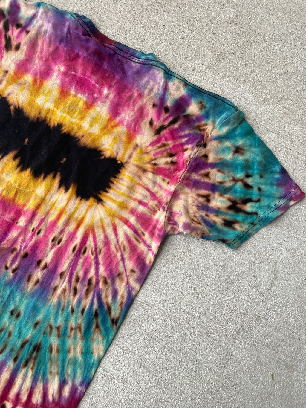 Large Men’s NASA Far Out Handmade Tie Dye T-Shirt | Pink, Purple, and Blue Reverse Tie Dye Short Sleeve