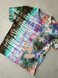 Large Men’s NASA Earth Tones Handmade Tie Dye T-Shirt | Brown and Green Reverse Tie Dye Short Sleeve