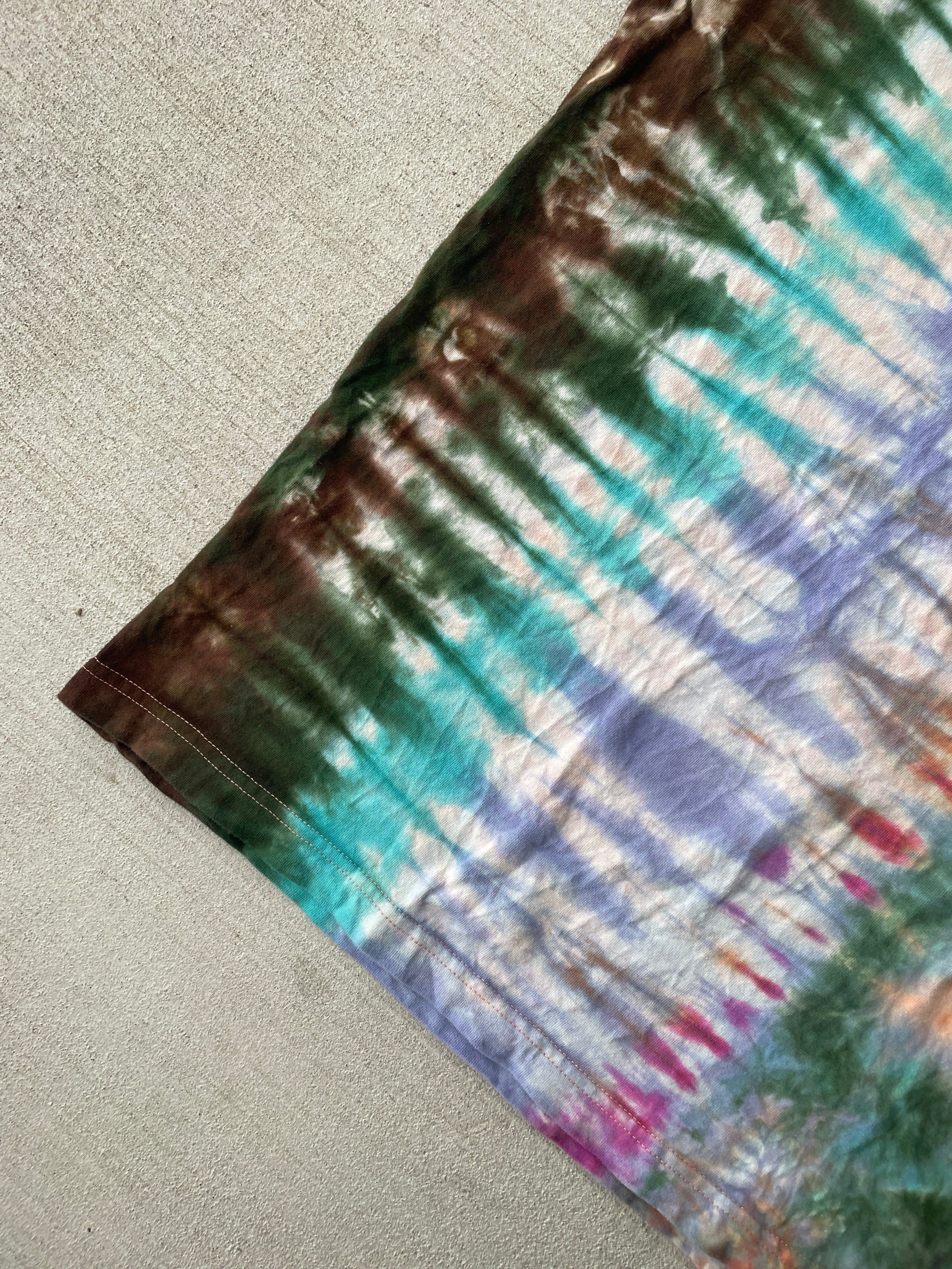 Large Men’s NASA Earth Tones Handmade Tie Dye T-Shirt | Brown and Green Reverse Tie Dye Short Sleeve