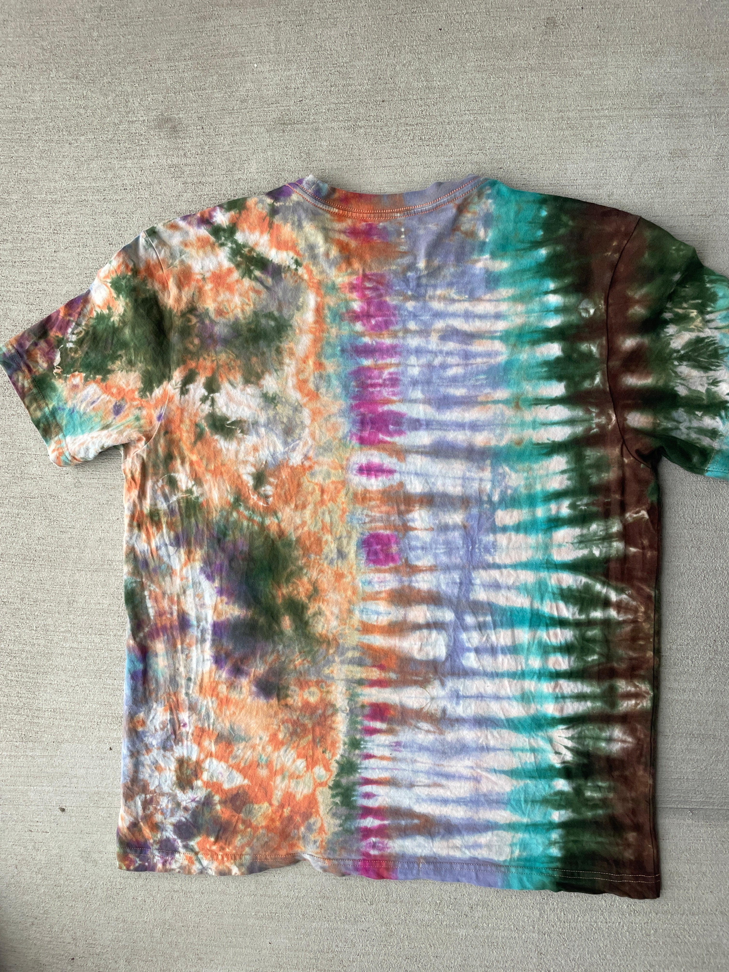 Large Men’s NASA Earth Tones Handmade Tie Dye T-Shirt | Brown and Green Reverse Tie Dye Short Sleeve