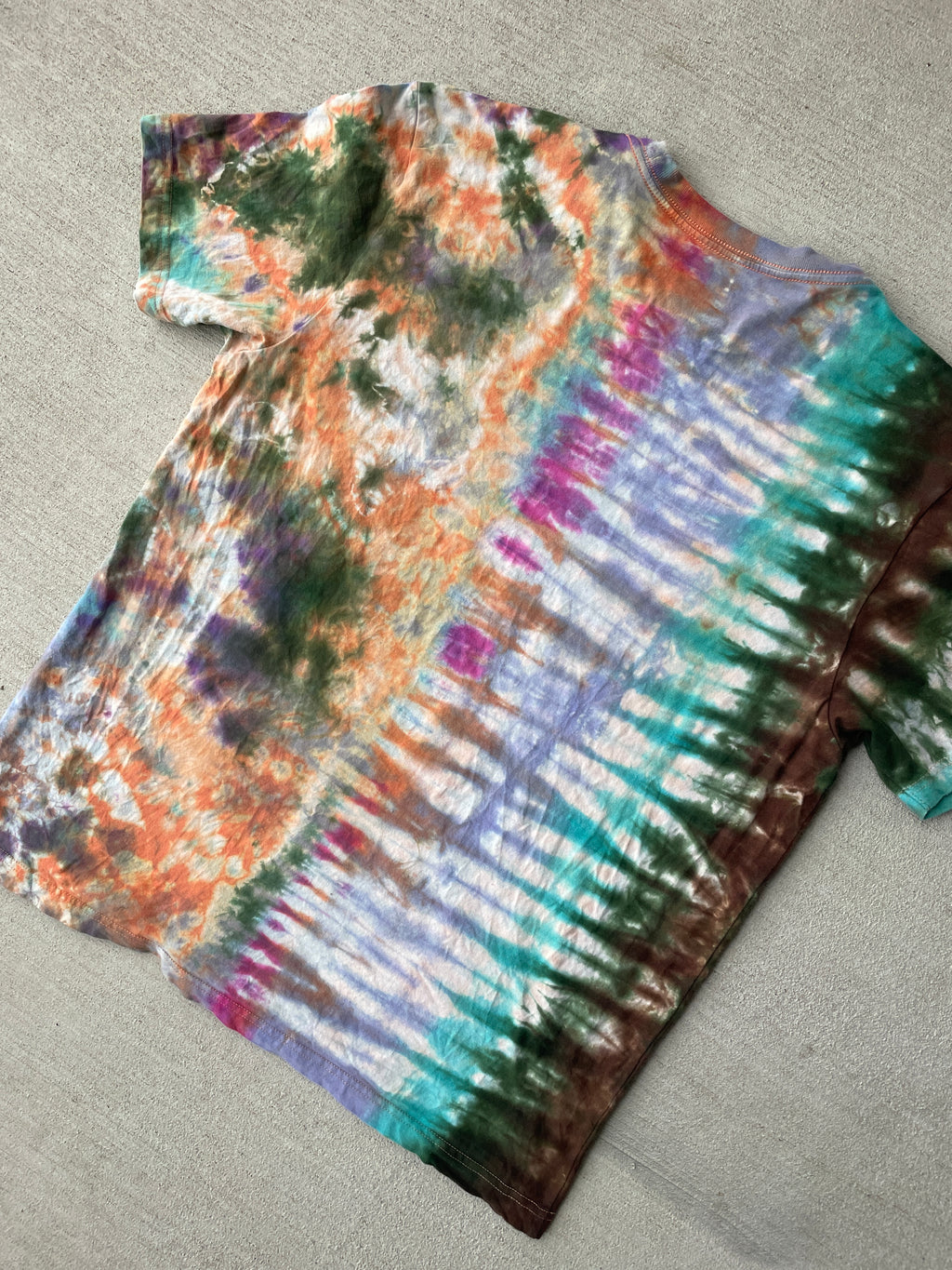 Large Men’s NASA Earth Tones Handmade Tie Dye T-Shirt | Brown and Green Reverse Tie Dye Short Sleeve