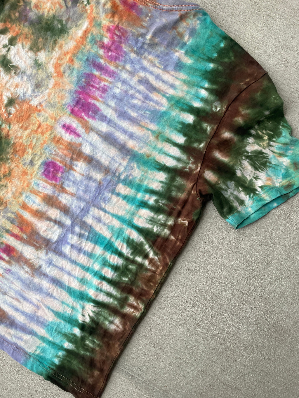 Large Men’s NASA Earth Tones Handmade Tie Dye T-Shirt | Brown and Green Reverse Tie Dye Short Sleeve