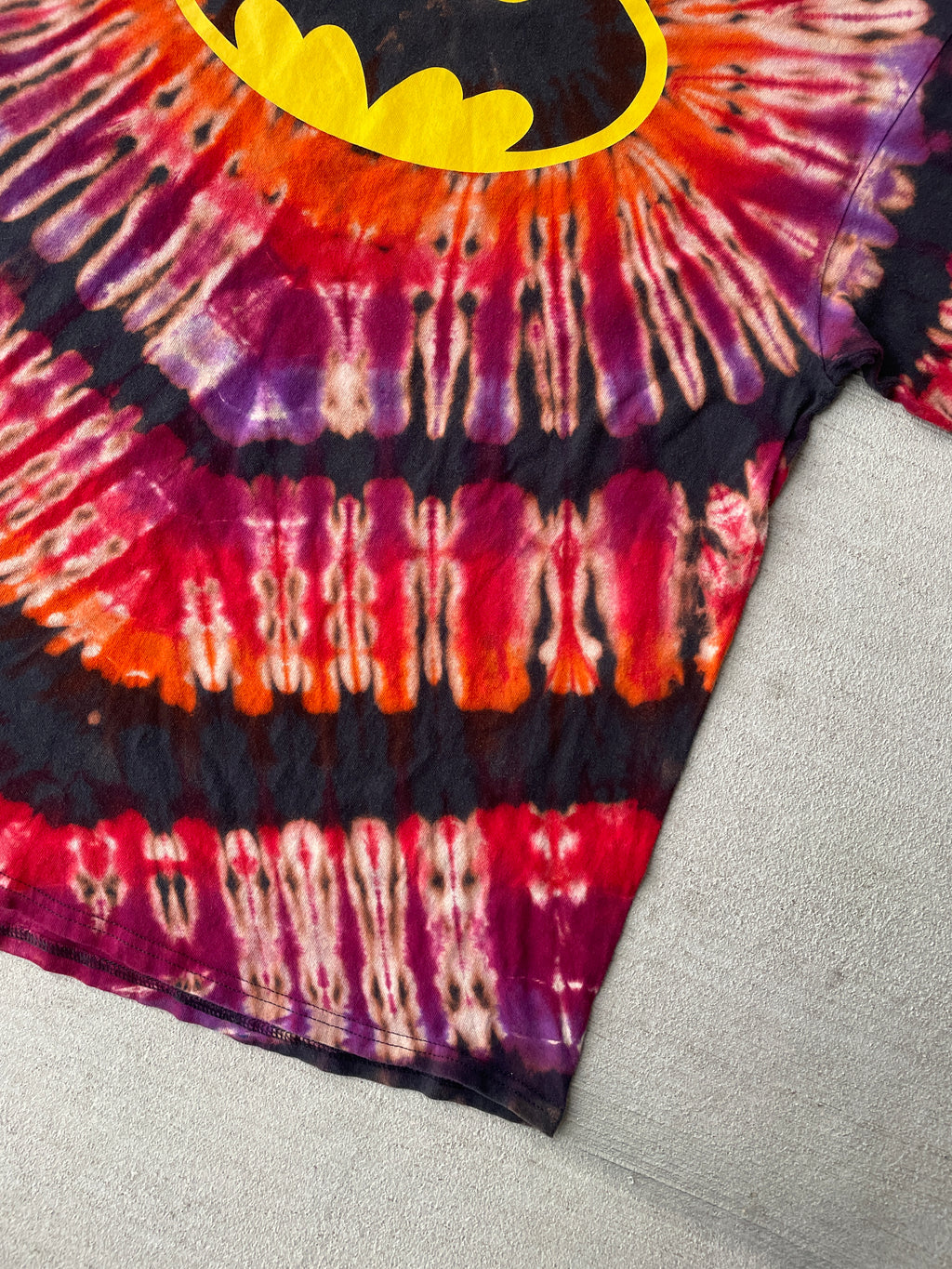 2XL Men’s Batman Handmade Tie Dye T-Shirt | Black and Red Reverse Tie Dye Short Sleeve