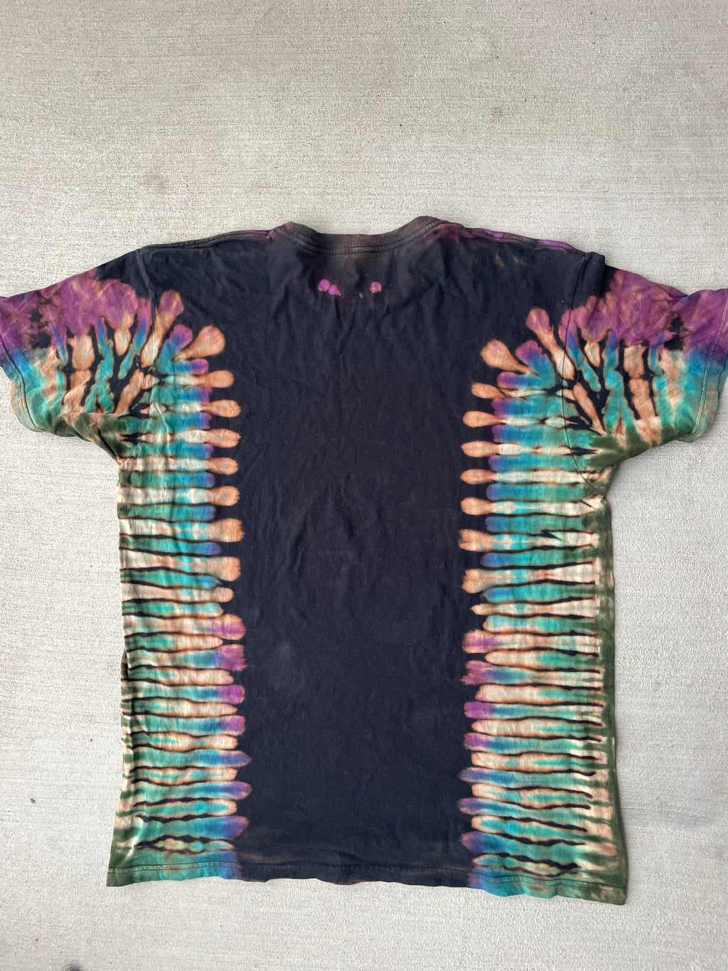 XL Men’s Star Wars Diagrams Handmade Tie Dye T-Shirt | Black and Blue Reverse Tie Dye Short Sleeve