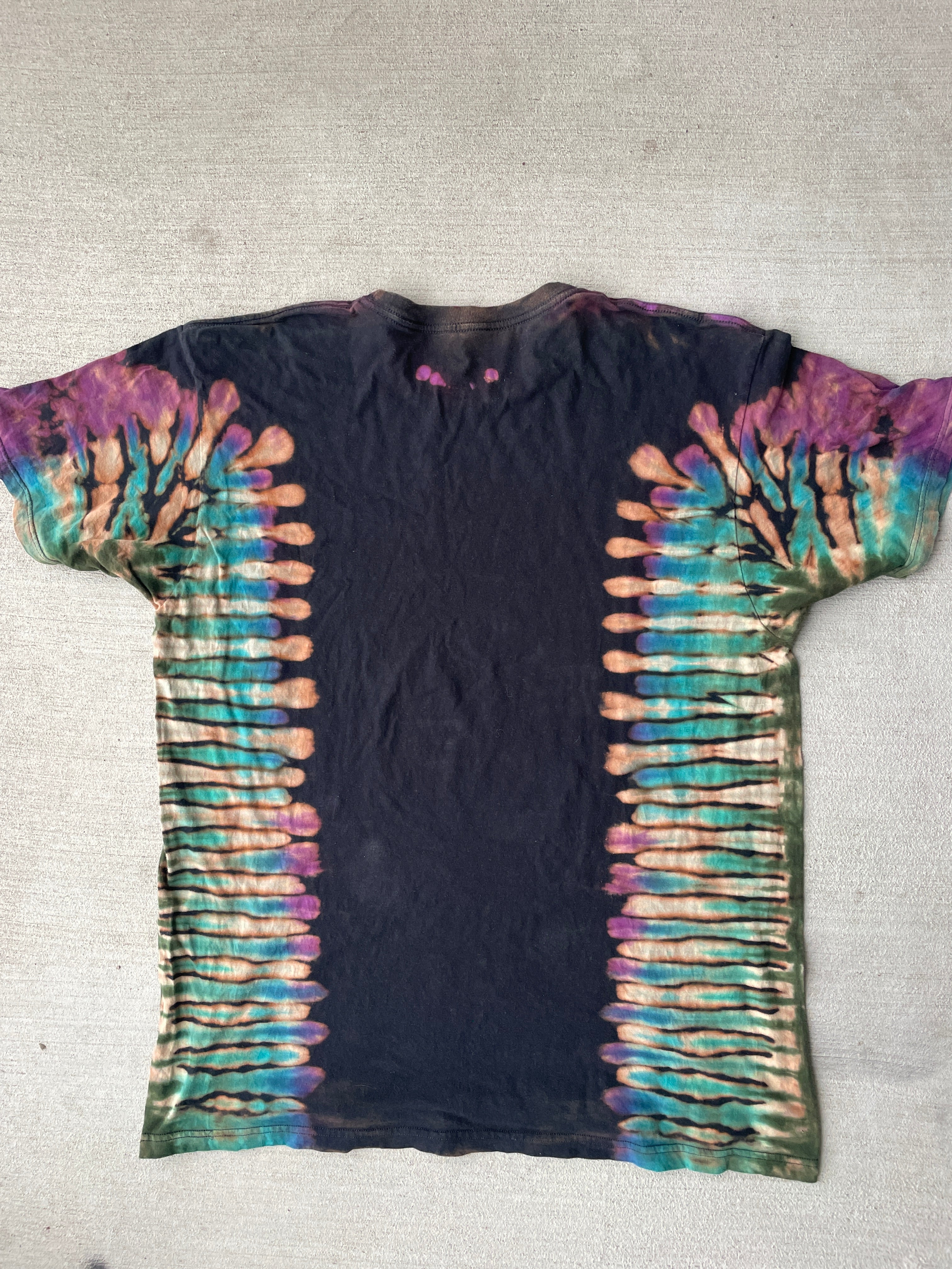 XL Men’s Star Wars Diagrams Handmade Tie Dye T-Shirt | Black and Blue Reverse Tie Dye Short Sleeve