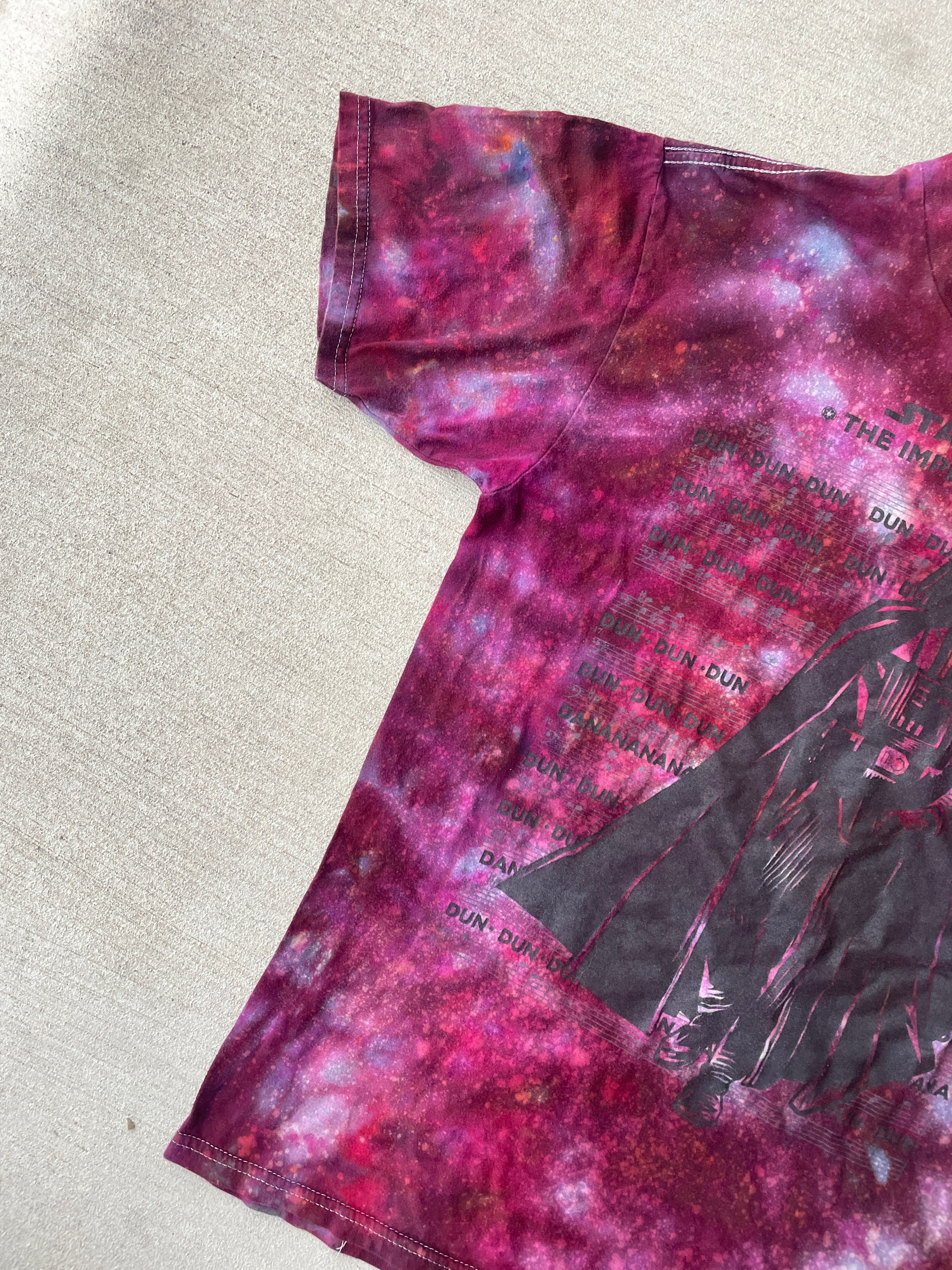 Medium Women’s Darth Vader The Imperial March Galaxy Dye Handmade Tie Dye T-Shirt | Star Wars Reverse Galaxy Tie Dye Short Sleeve