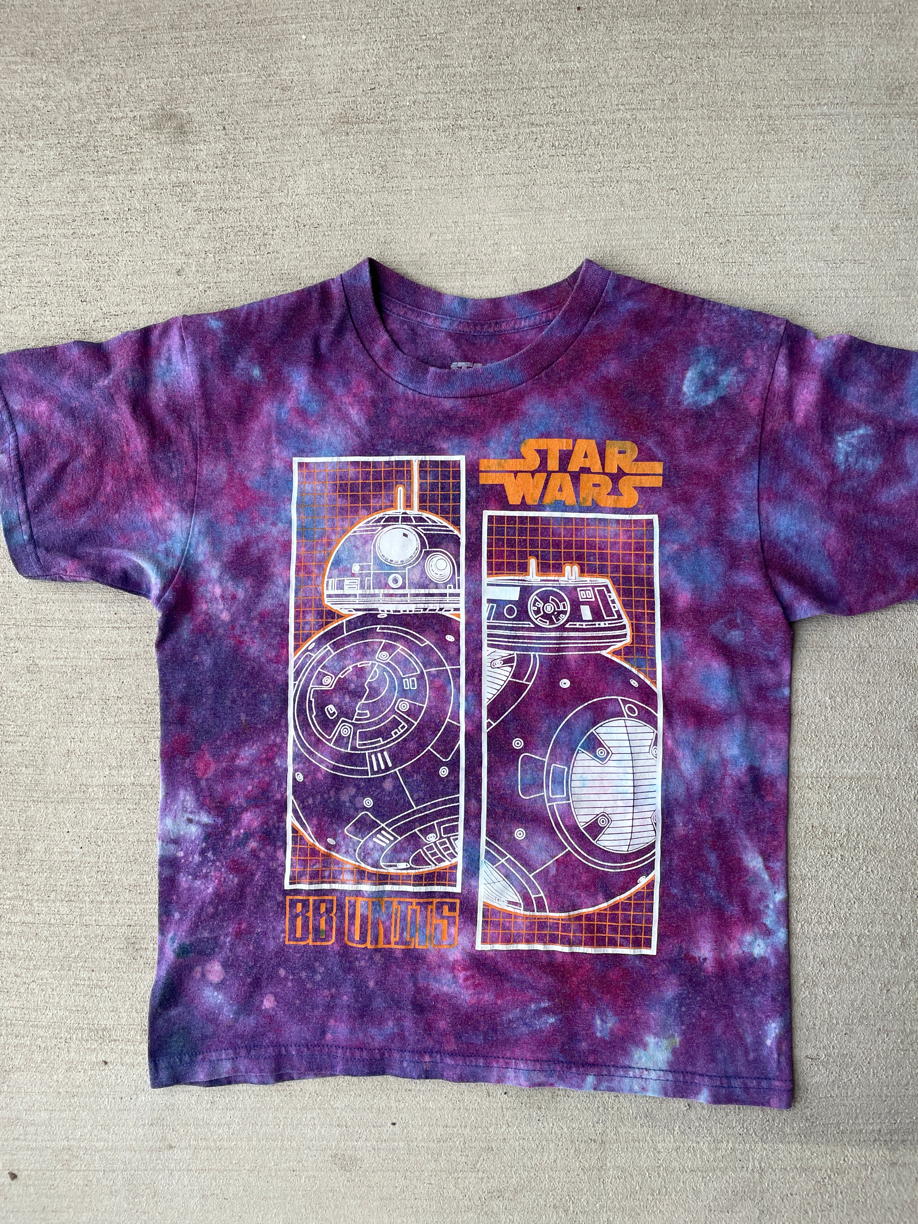 Medium Boys Youth BB8 Handmade Galaxy Tie Dye T-Shirt | Kids Star Wars Reverse Galaxy Tie Dye Short Sleeve