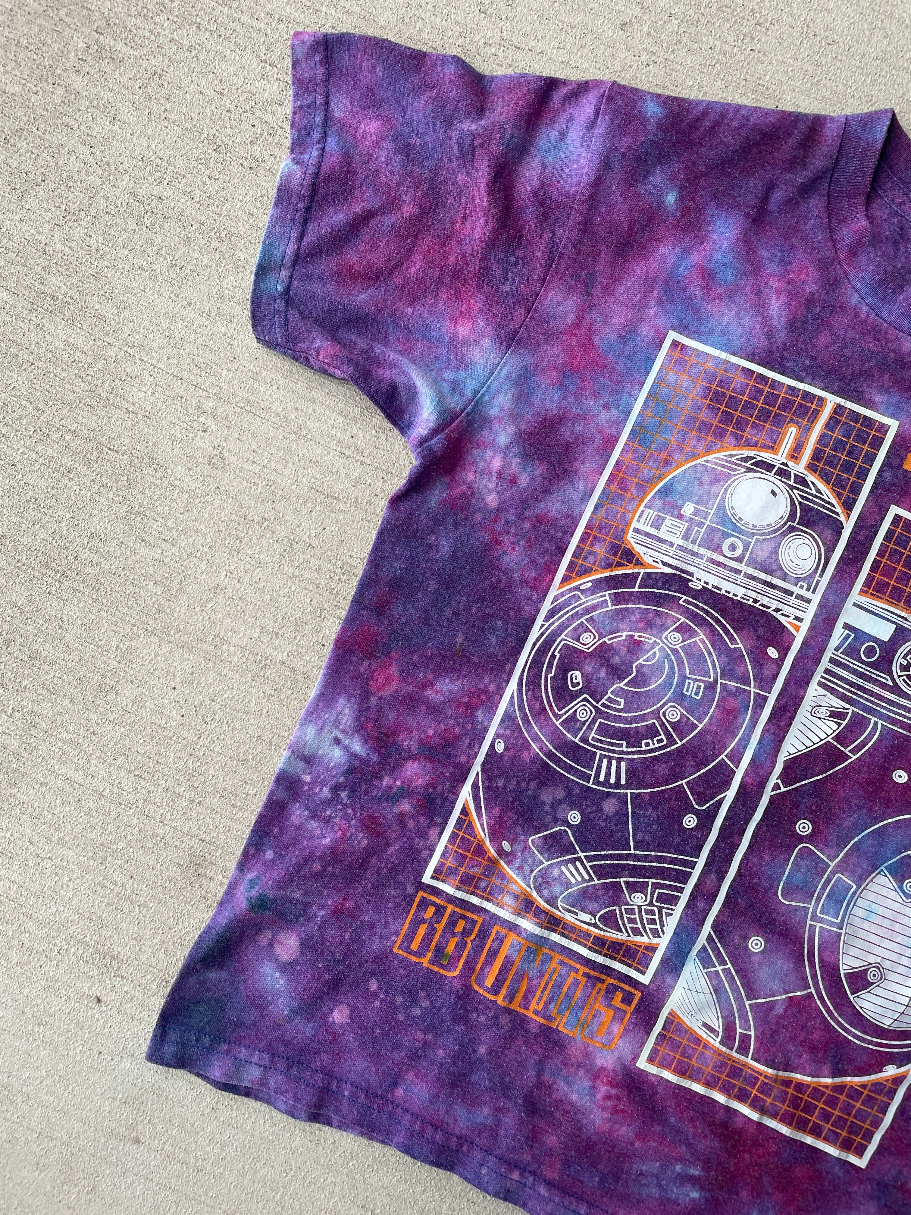 Medium Boys Youth BB8 Handmade Galaxy Tie Dye T-Shirt | Kids Star Wars Reverse Galaxy Tie Dye Short Sleeve