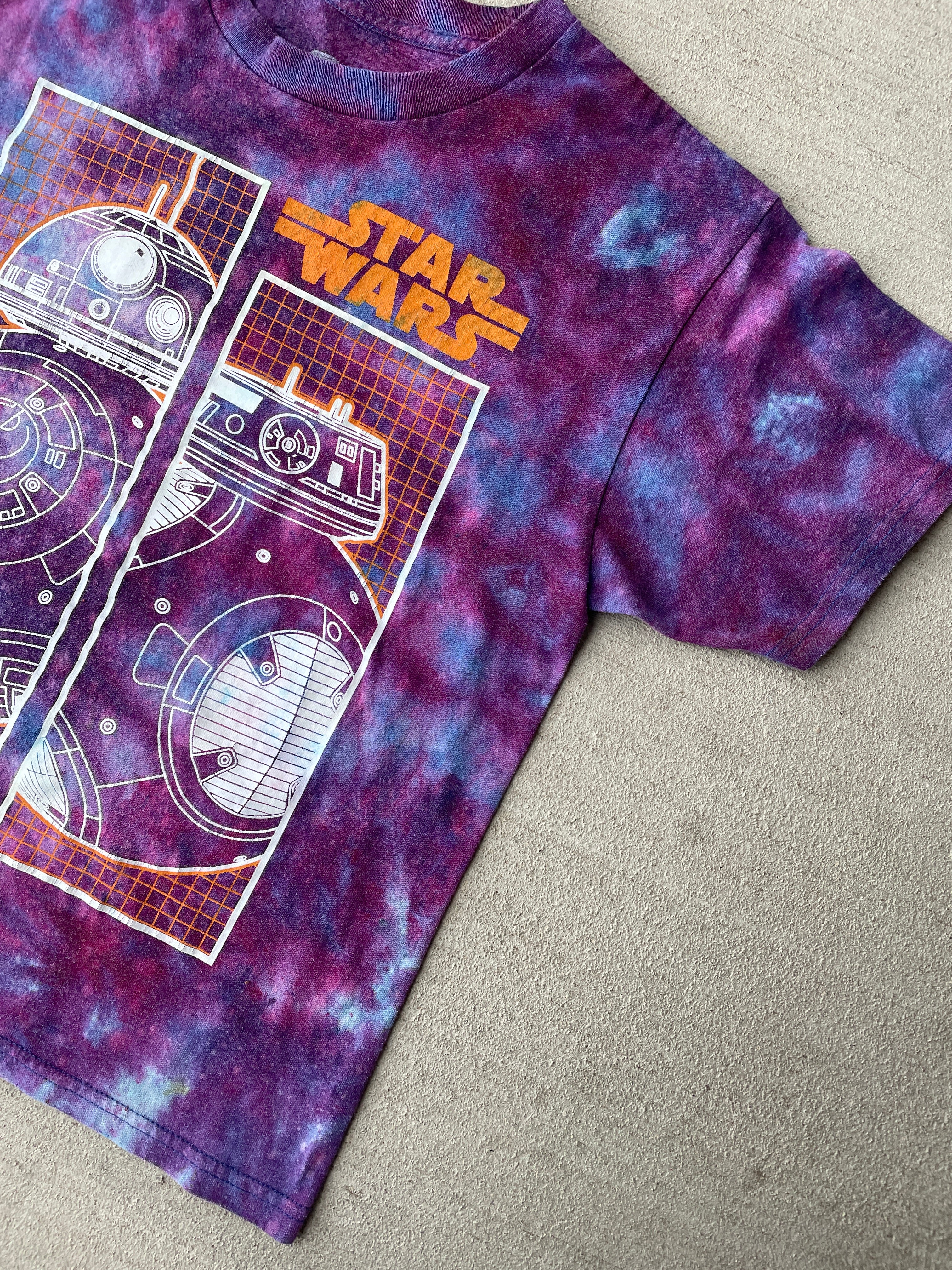Medium Boys Youth BB8 Handmade Galaxy Tie Dye T-Shirt | Kids Star Wars Reverse Galaxy Tie Dye Short Sleeve