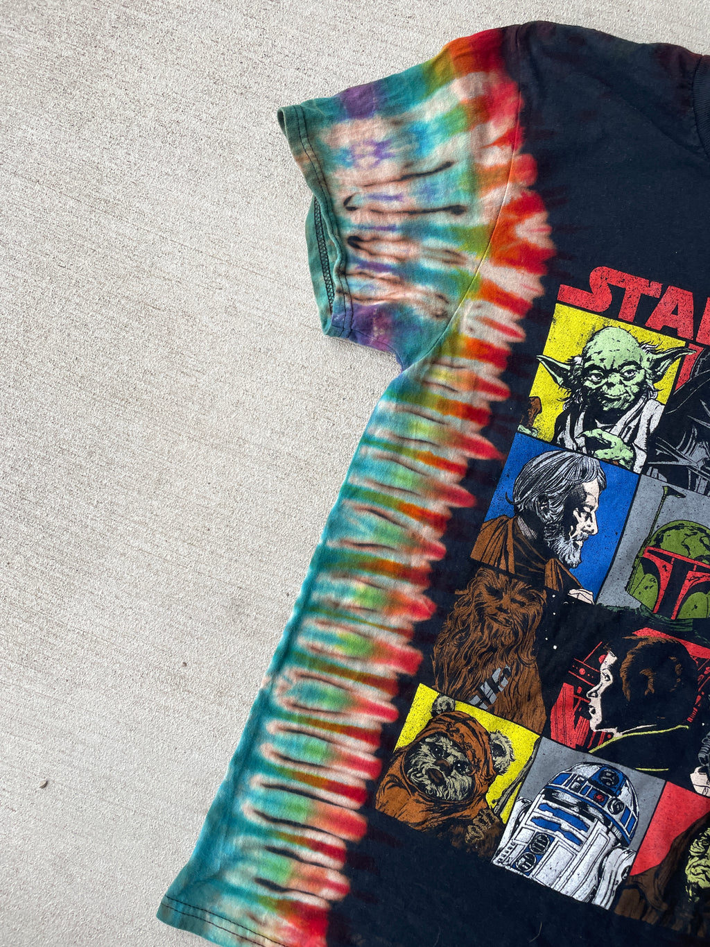 Large Men’s Star Wars Space Ship Handmade Tie Dye T-Shirt | Reverse Galaxy Tie Dye Short Sleeve