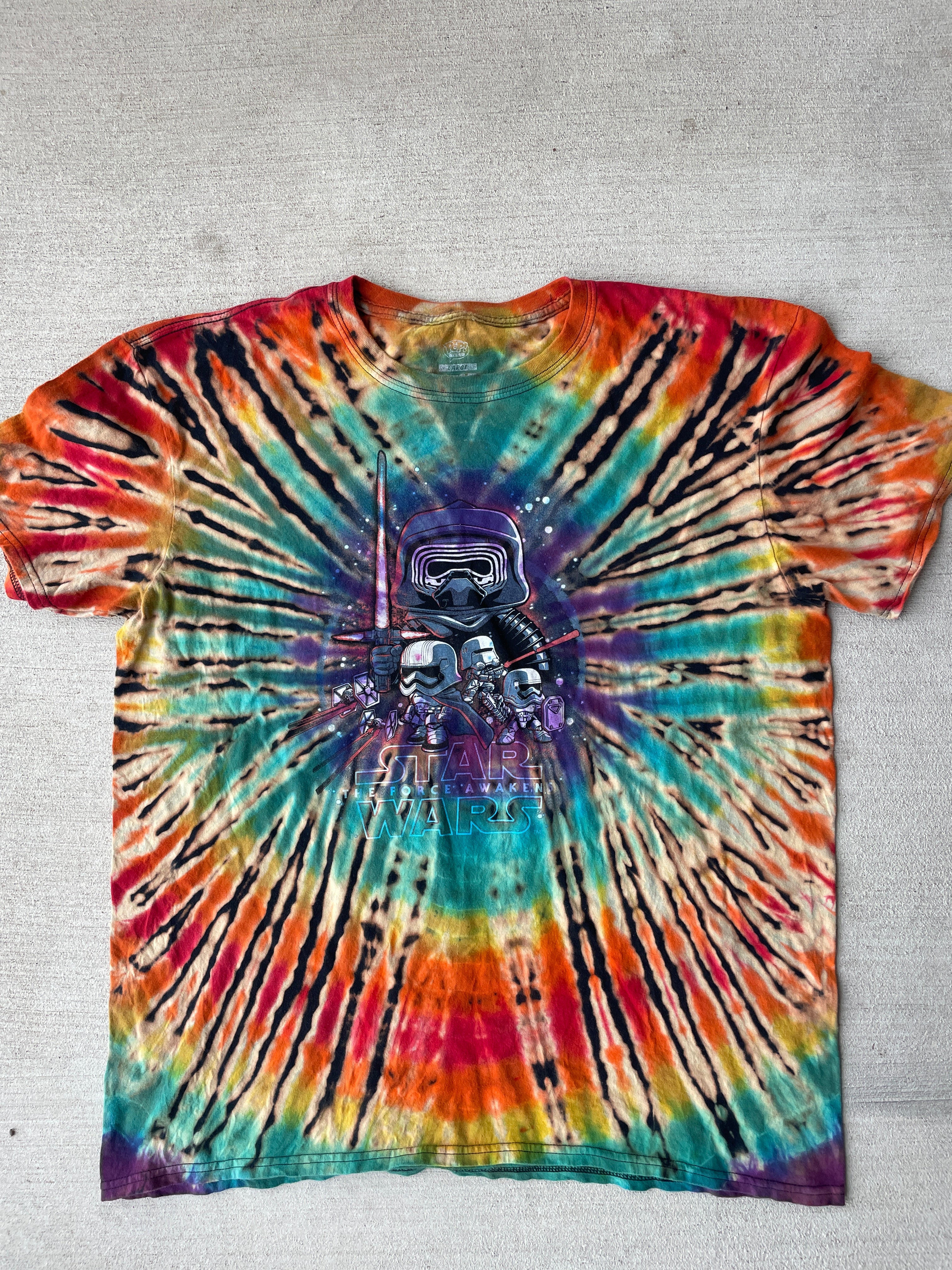 XL Men’s The Force Awakens Handmade Tie Dye T-Shirt | Star  Wars Rainbow Reverse Tie Dye Short Sleeve