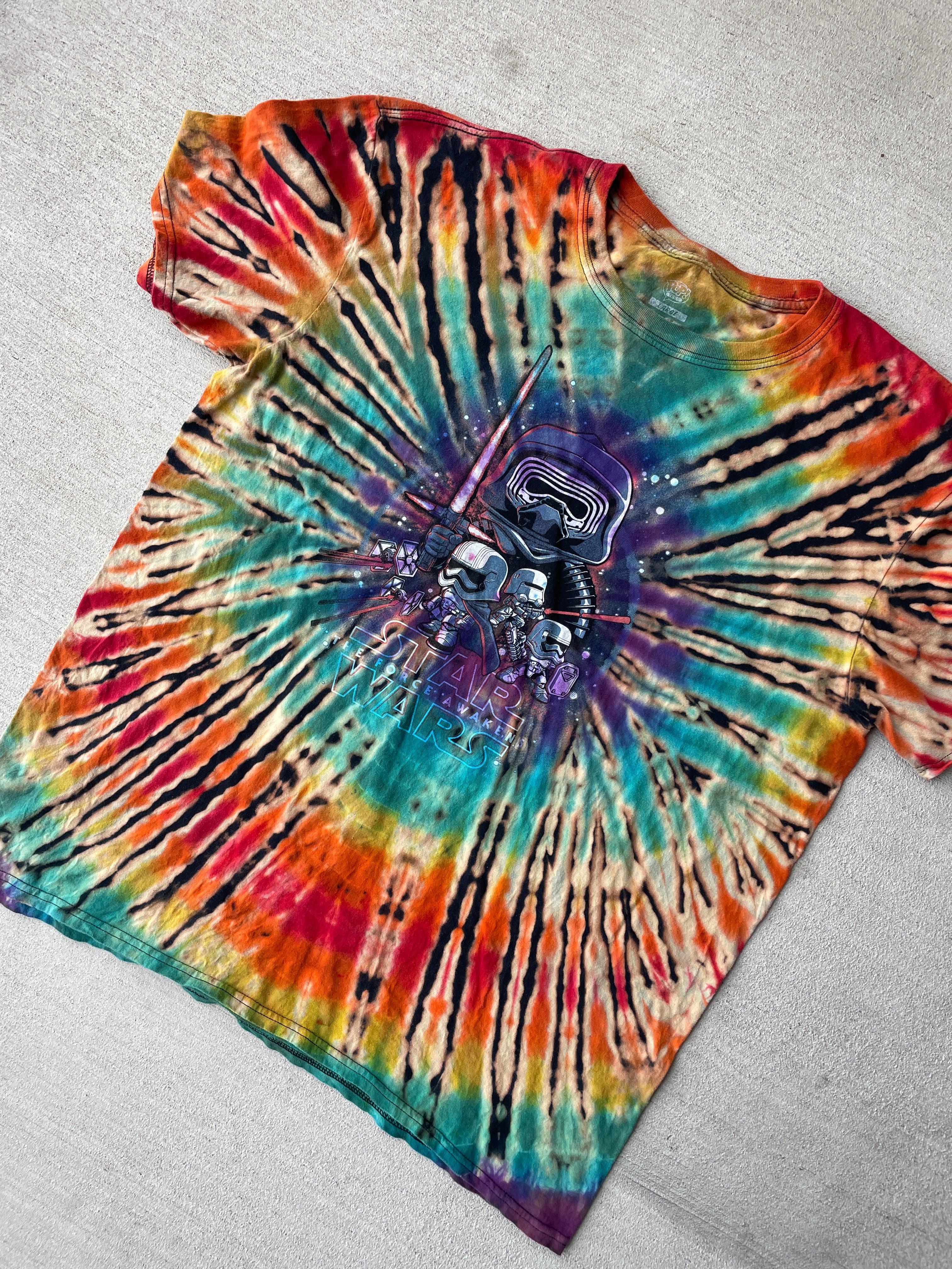 XL Men’s The Force Awakens Handmade Tie Dye T-Shirt | Star  Wars Rainbow Reverse Tie Dye Short Sleeve