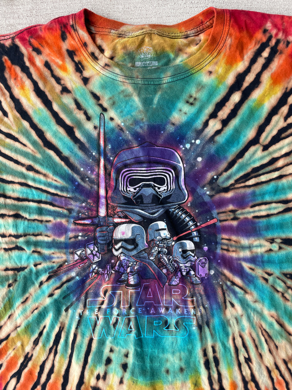 XL Men’s The Force Awakens Handmade Tie Dye T-Shirt | Star  Wars Rainbow Reverse Tie Dye Short Sleeve