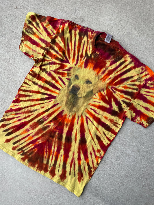 Medium Men’s Yellow Lab Handmade Tie Dye T-Shirt | Good Dog Tie Dye Short Sleeve