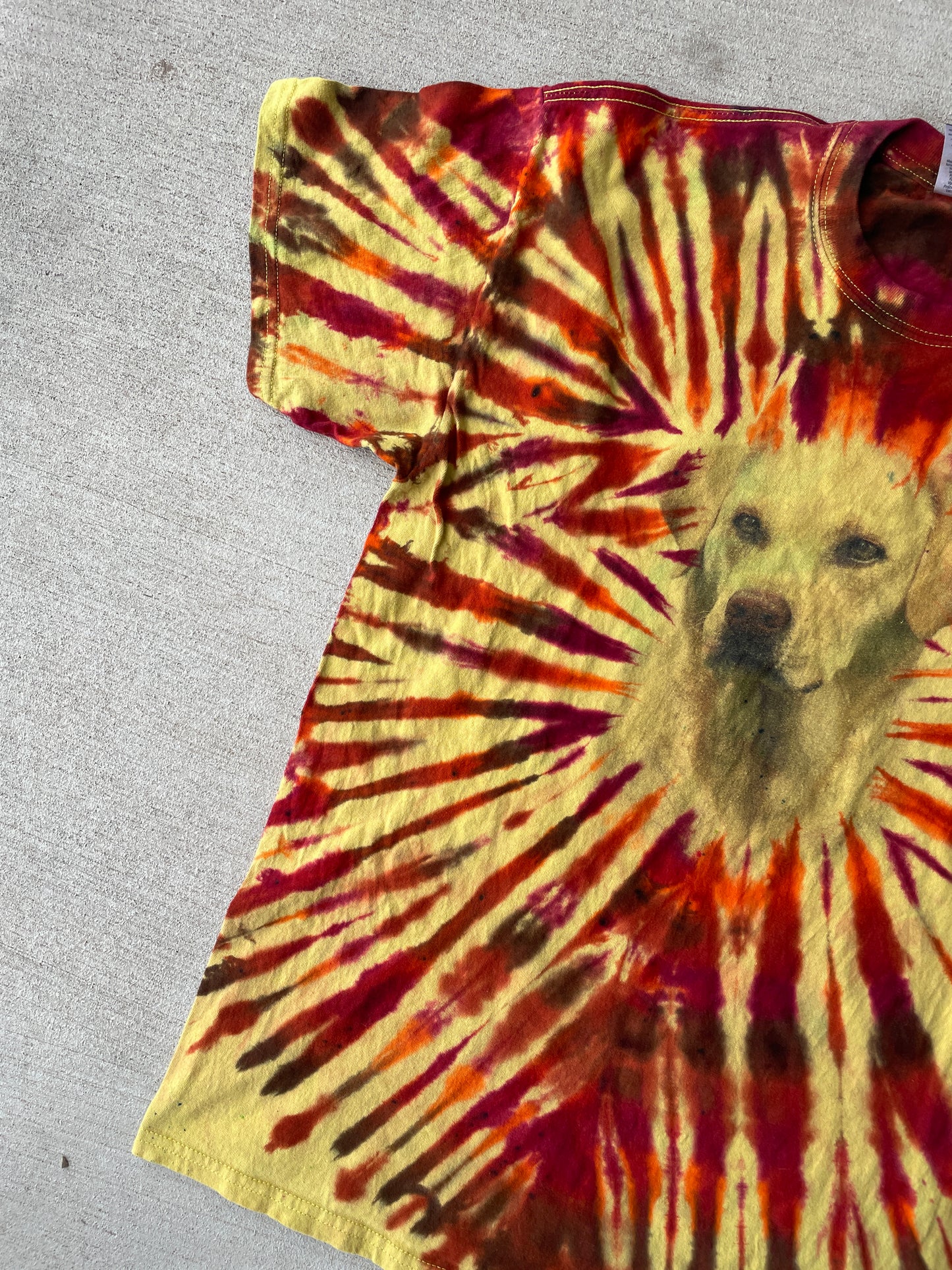 Medium Men’s Yellow Lab Handmade Tie Dye T-Shirt | Good Dog Tie Dye Short Sleeve