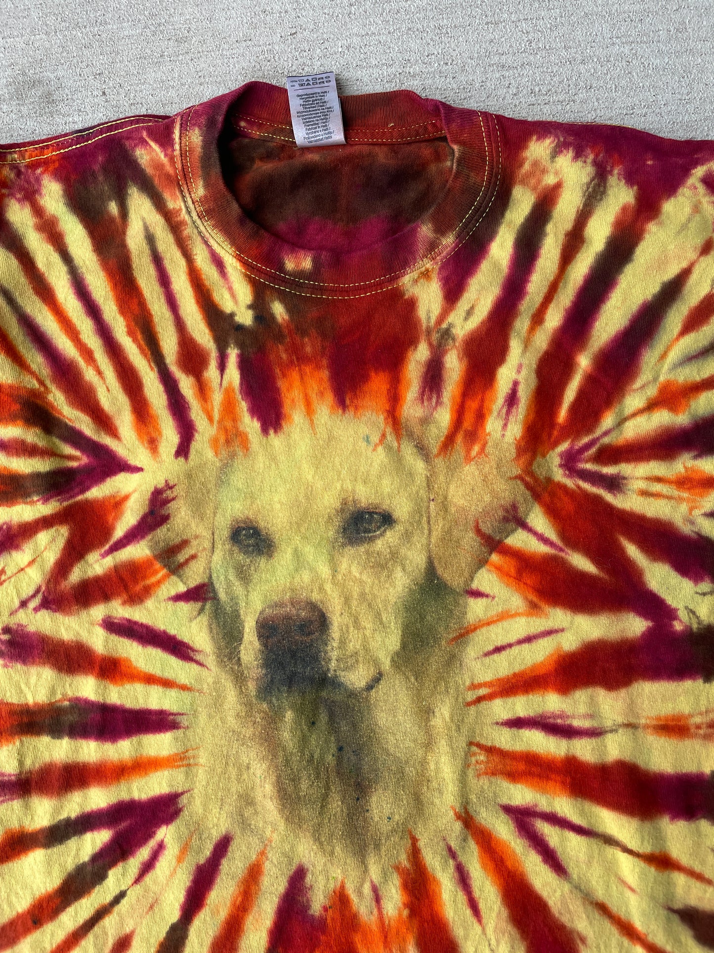 Medium Men’s Yellow Lab Handmade Tie Dye T-Shirt | Good Dog Tie Dye Short Sleeve