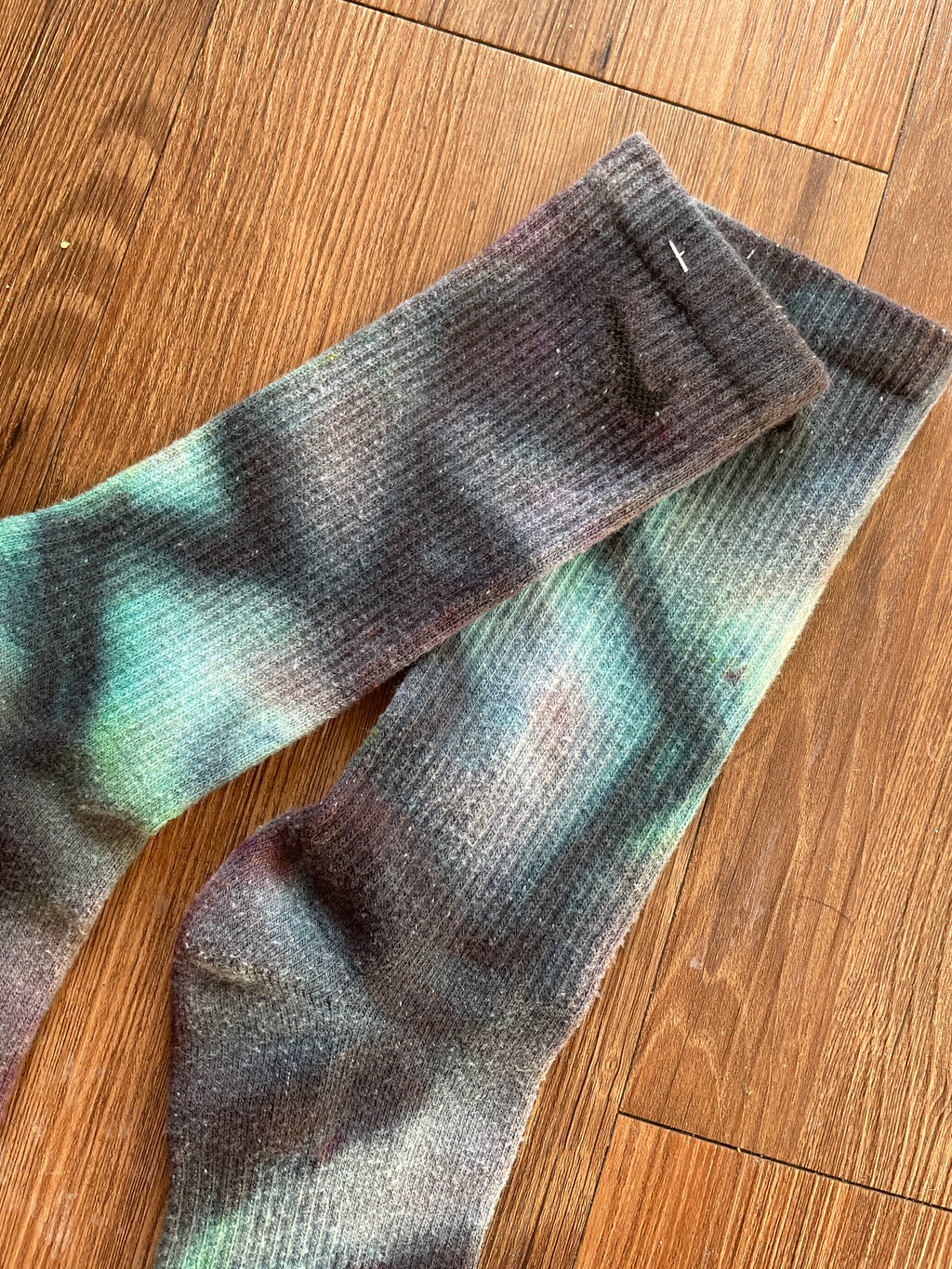 Teal and Black Galaxy Tie Dye Nike Dri-FIT Everyday Plus Training Socks - Size Large (Men's 8-12/Women's 10+)