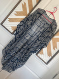 Women’s Small Charlotte Russe Navy Blue and White Paisley Sheer Kimono Duster