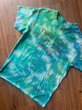 Medium Men’s Your Ego Is Not Your Amigo Handmade Tie Dye T-Shirt | Green Galaxy Reverse Tie Dye Short Sleeve