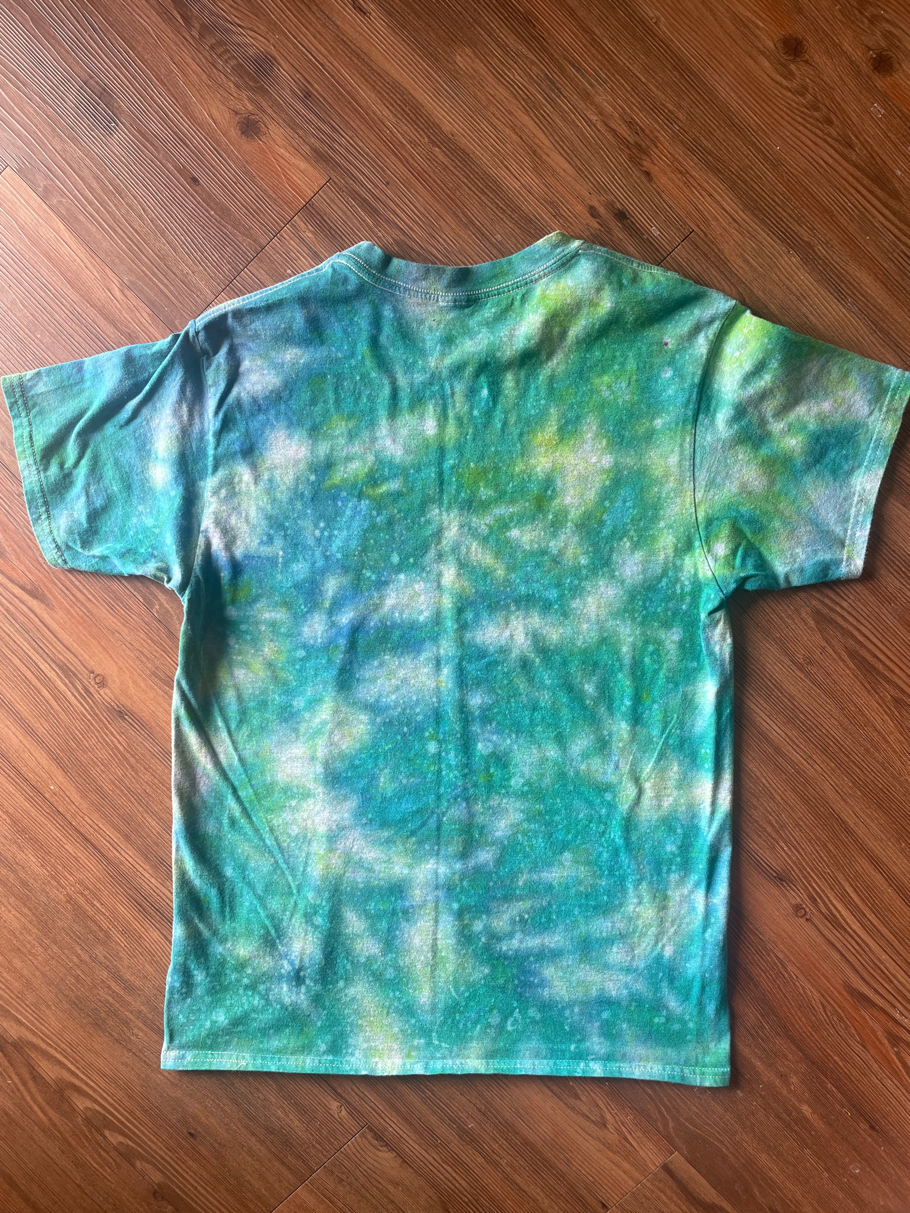 Medium Men’s Your Ego Is Not Your Amigo Handmade Tie Dye T-Shirt | Green Galaxy Reverse Tie Dye Short Sleeve