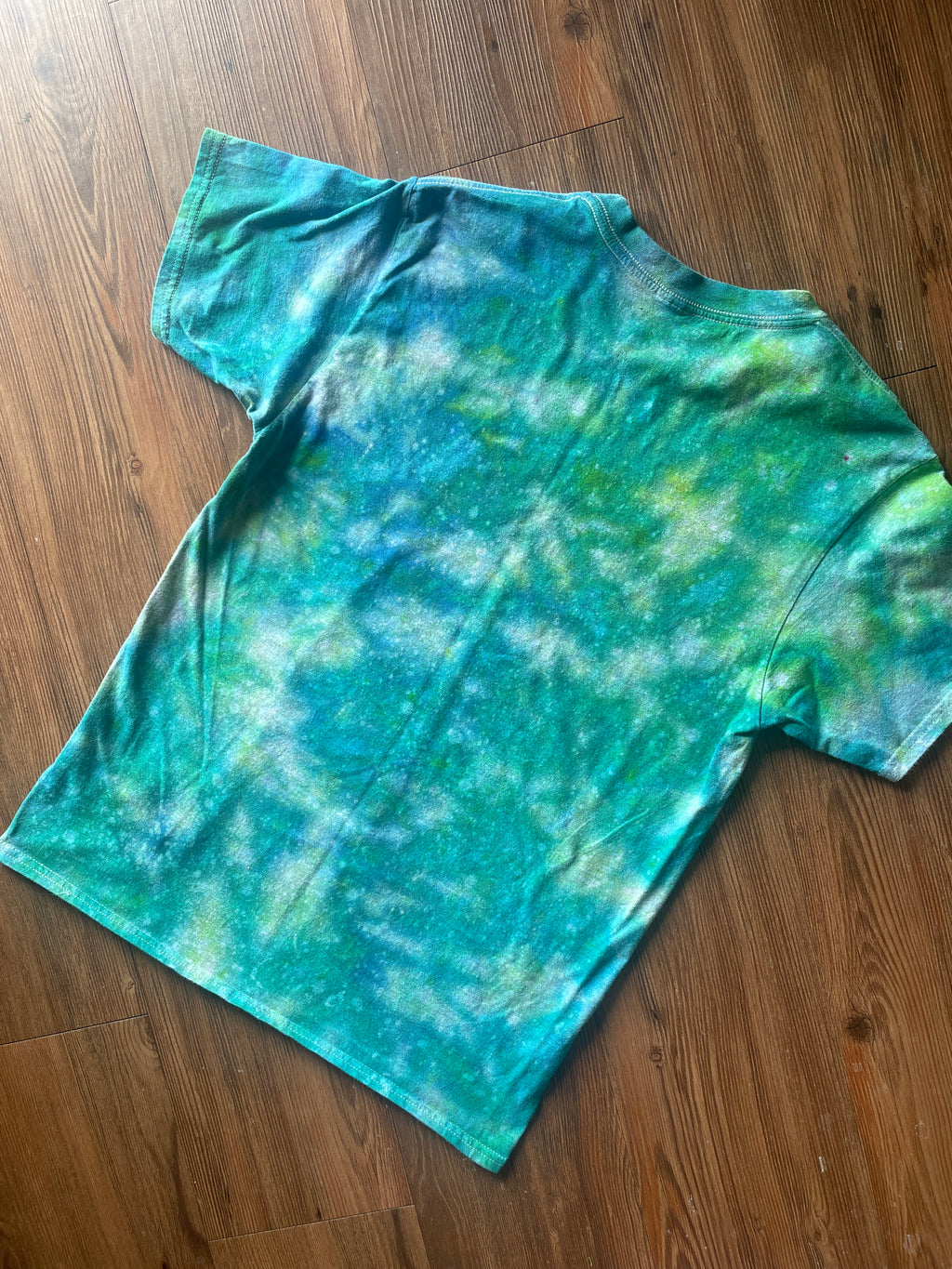 Medium Men’s Your Ego Is Not Your Amigo Handmade Tie Dye T-Shirt | Green Galaxy Reverse Tie Dye Short Sleeve