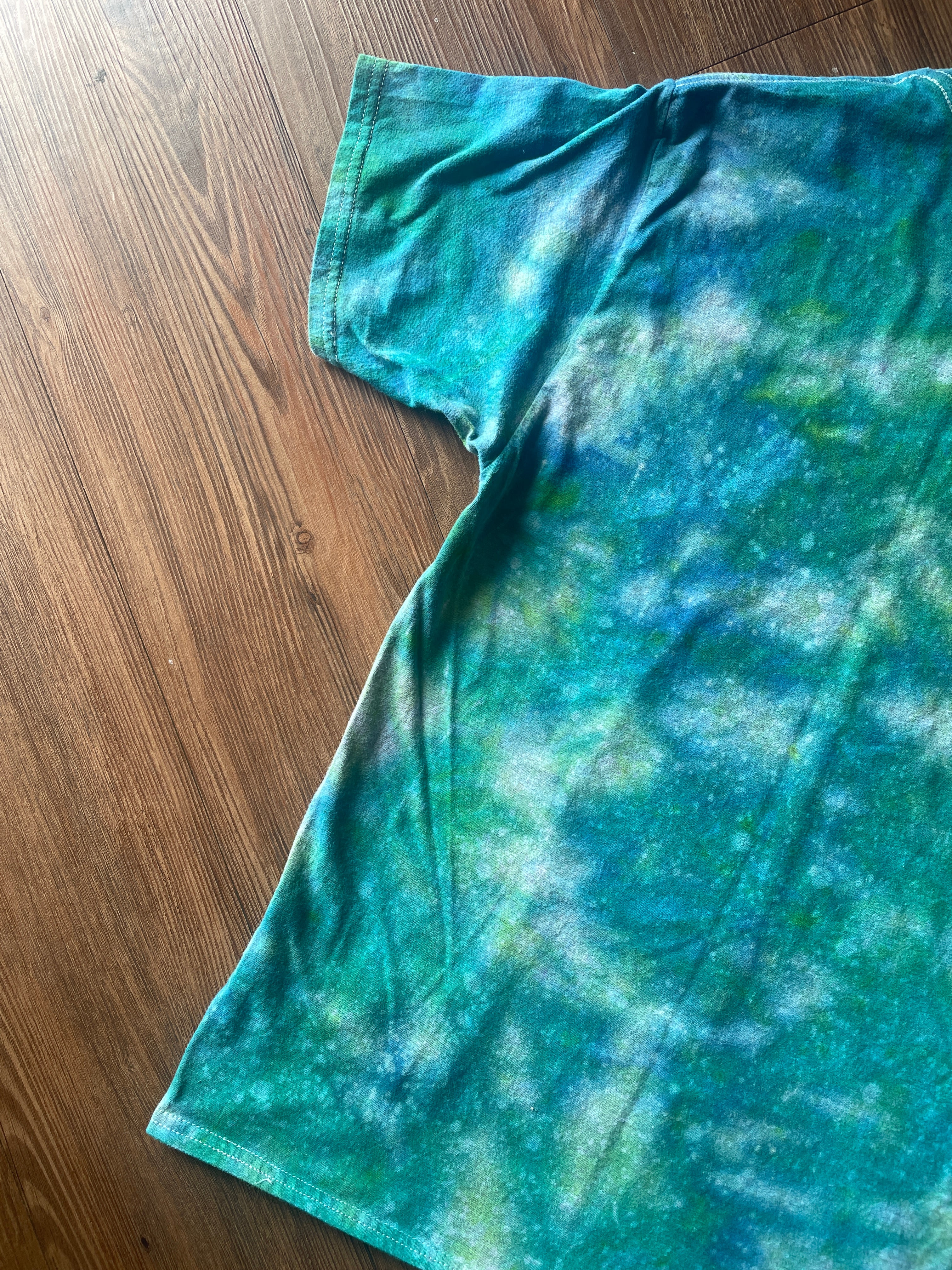 Medium Men’s Your Ego Is Not Your Amigo Handmade Tie Dye T-Shirt | Green Galaxy Reverse Tie Dye Short Sleeve